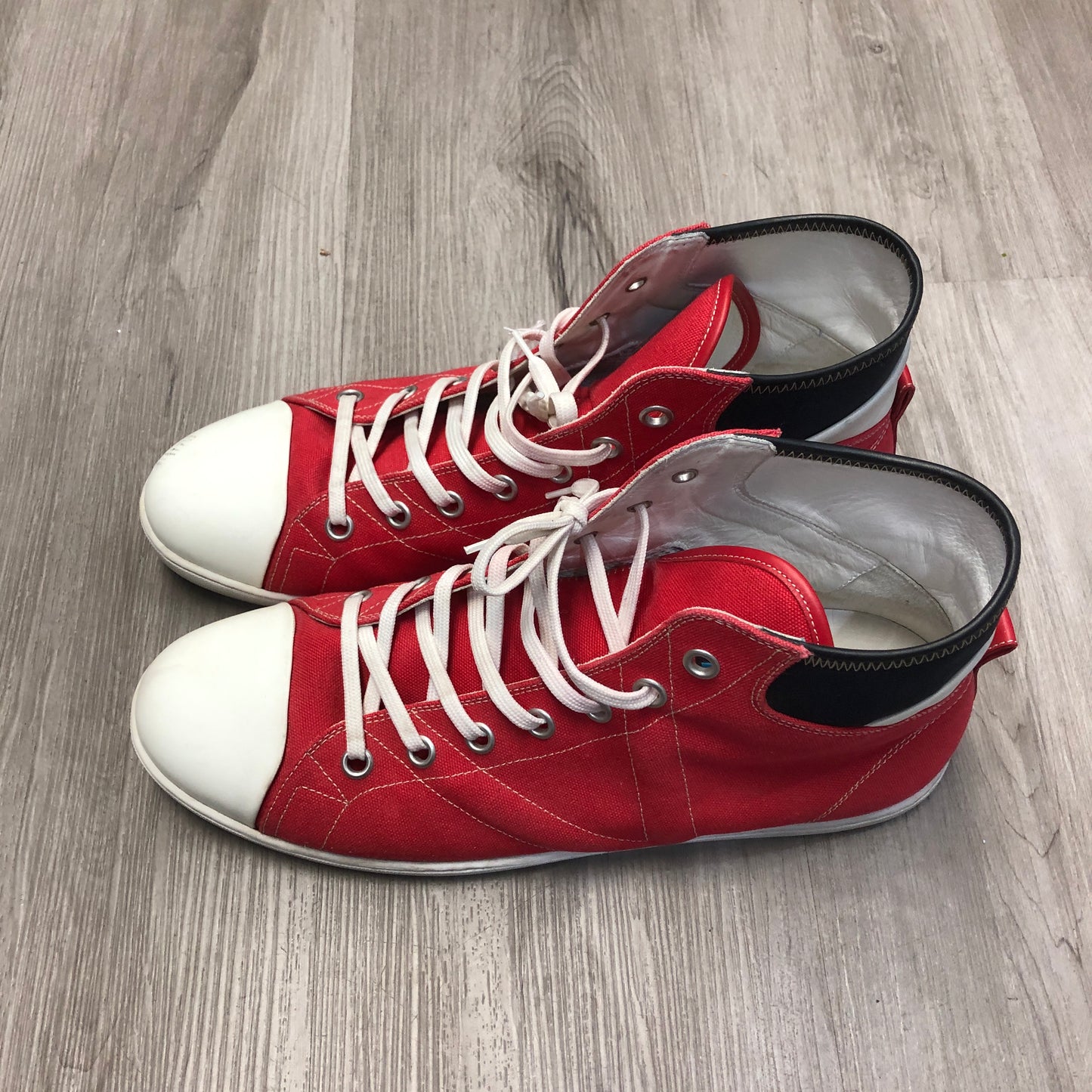 Louis Vuitton Men's Red & White High-Top Sneakers Size 9.5