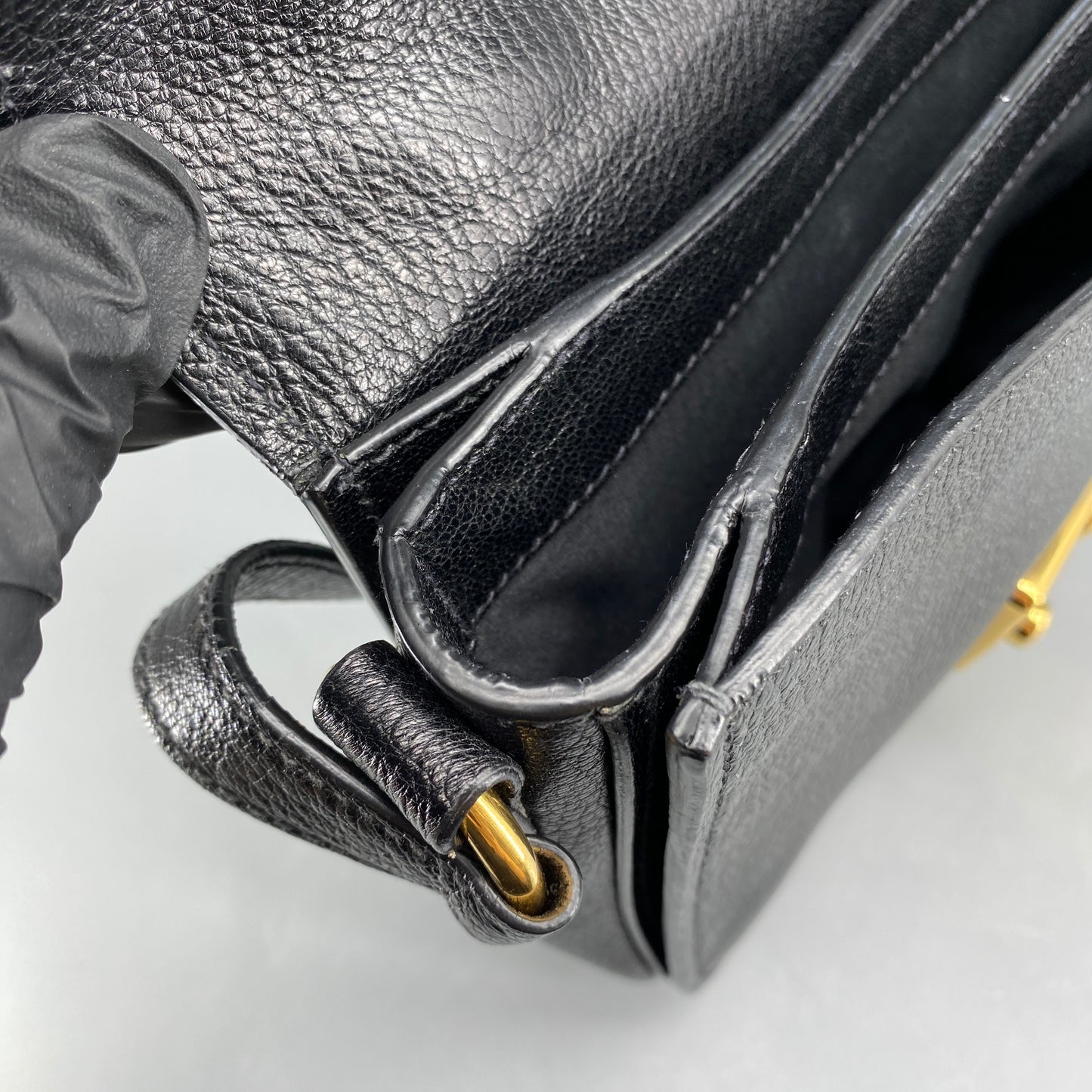 Miu Miu Black Leather Metal Lock Flap Crossbody Bag