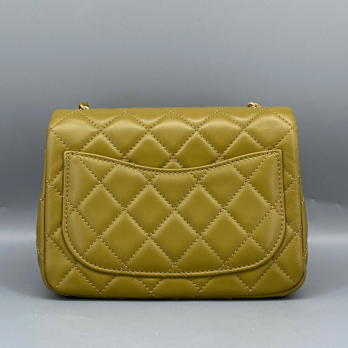 Chanel Olive Green Quilted  Lambskin Ball Charm Flap Bag