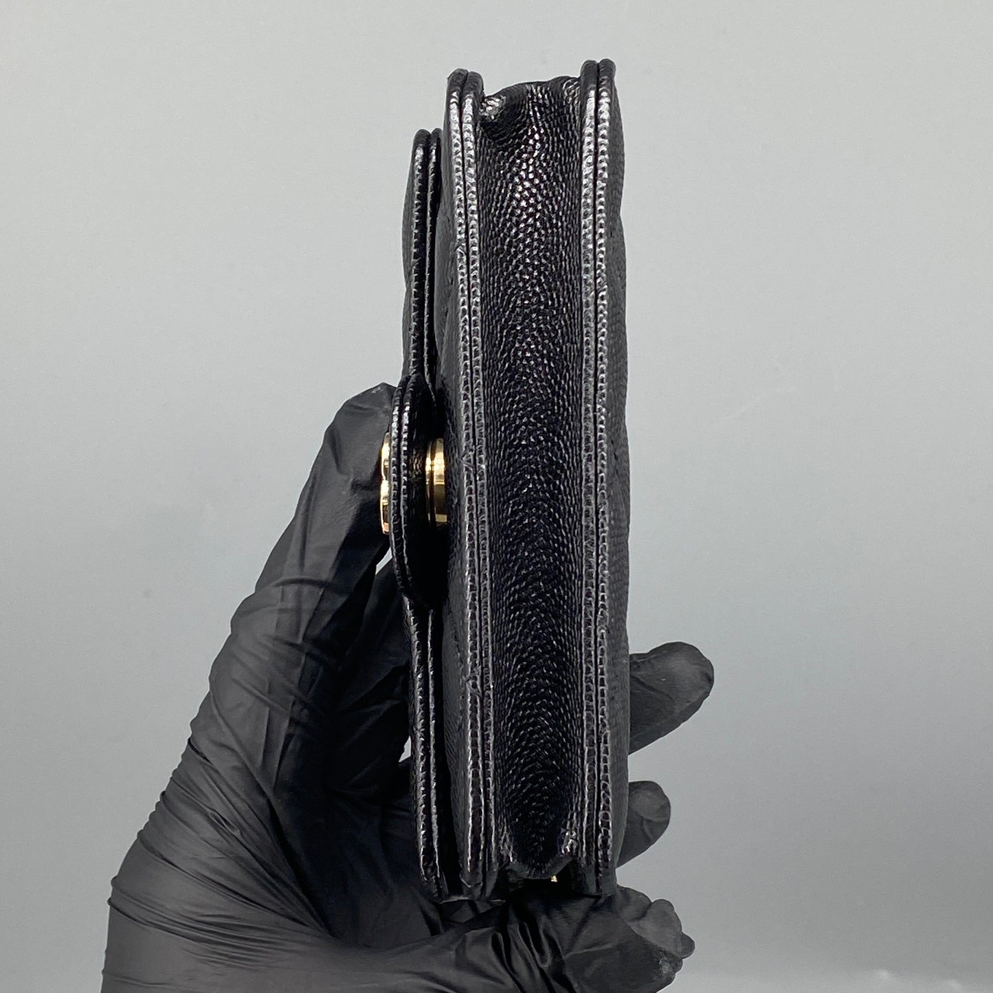 Chanel Quilted Caviar Mini Chain Wallet Bag Black
