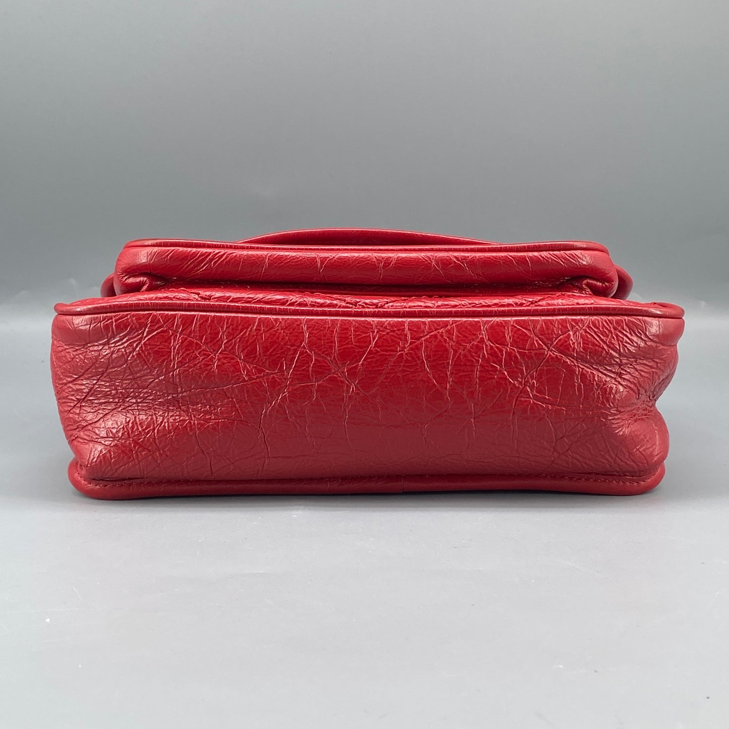 Saint Laurent Small Red Crinkled Leather Niki Chain Shoulder Bag