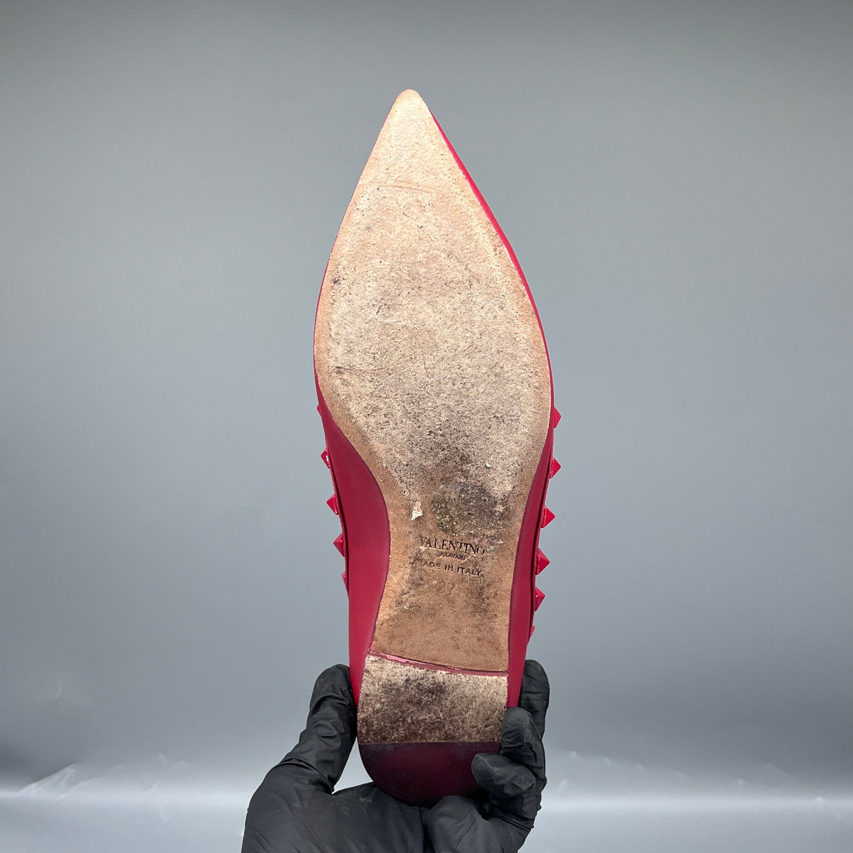 Valentino Red Leather Rockstud Pointed Toe Pumps size 37