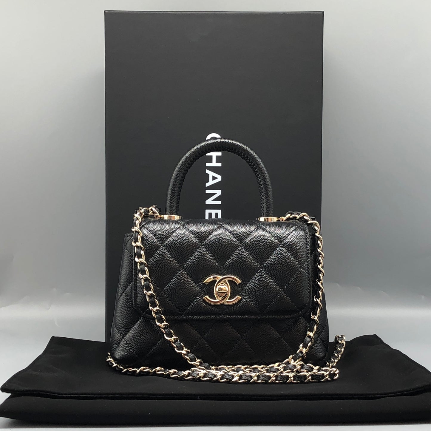 Chanel Black Quilted Mini Top Handle Bag
