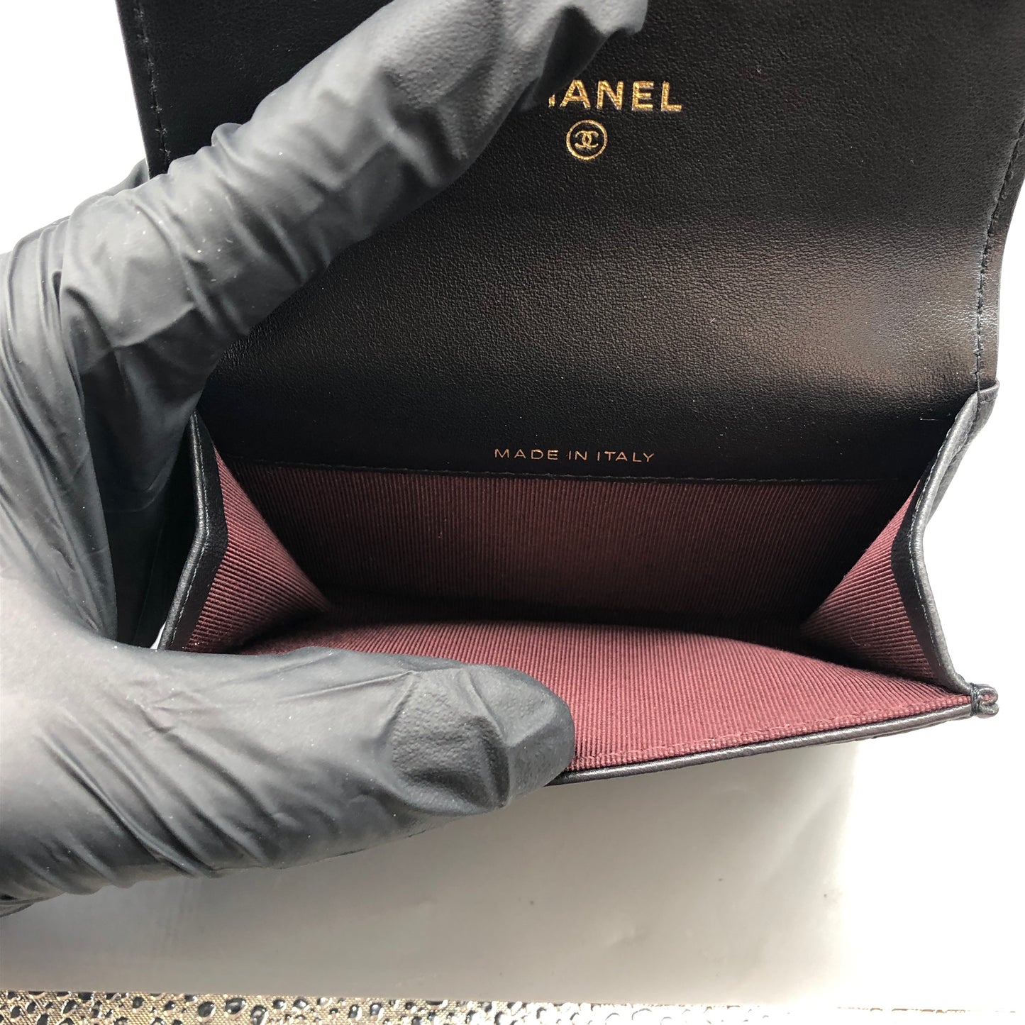 Chanel Black Quilted Lambskin Compact Wallet
