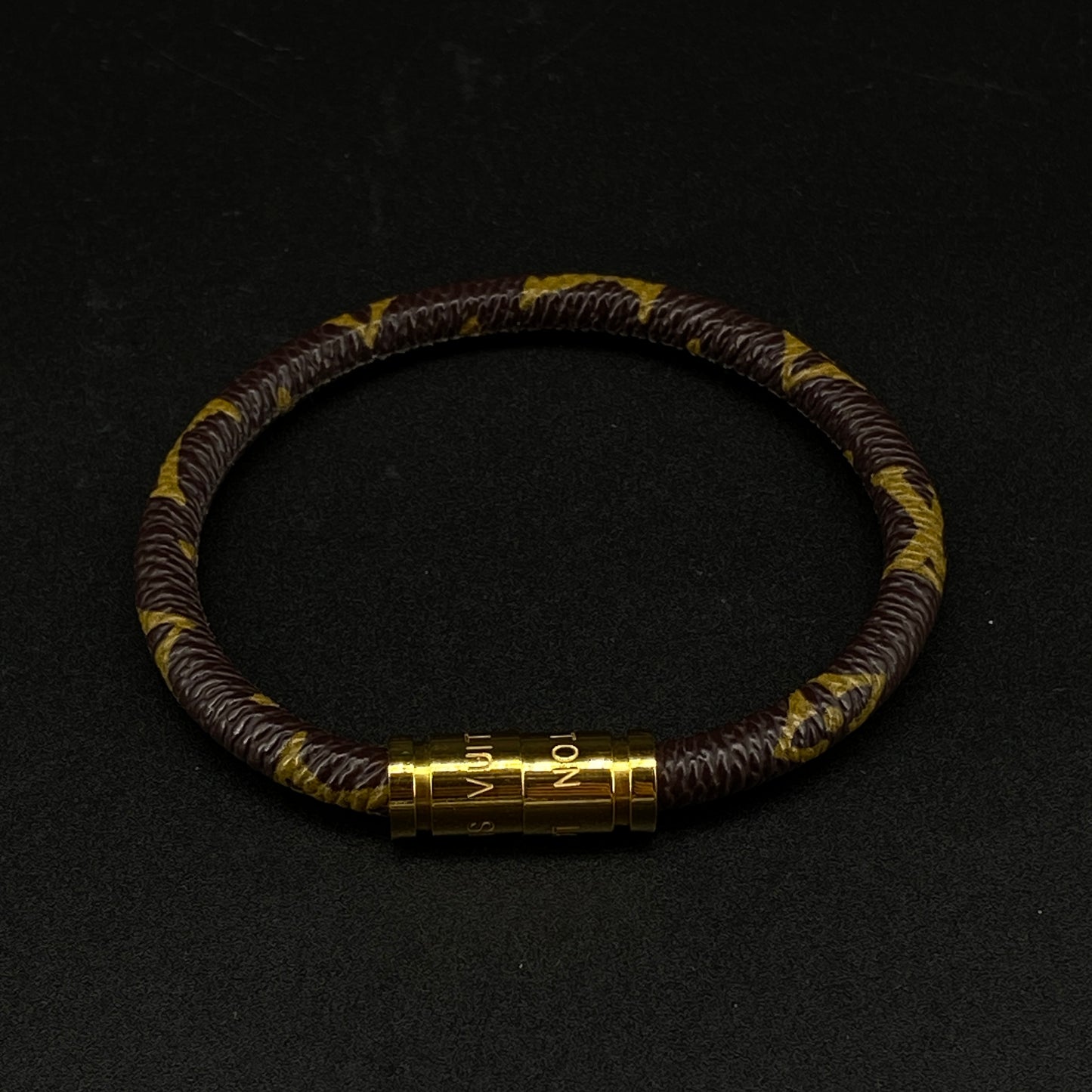 LV Monogram Canvas Gold Hardware Bangle Bracelet