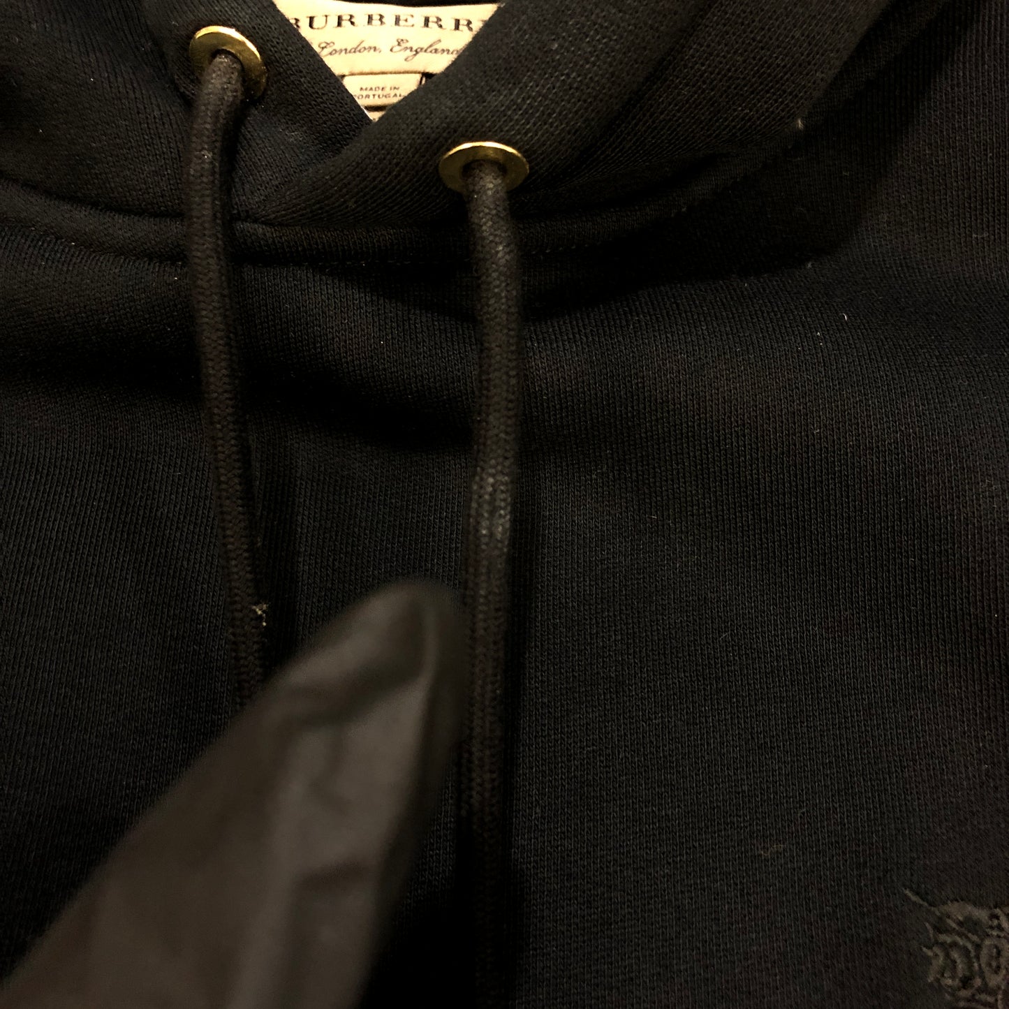 Burberry Embroidered Logo Hoodie Size L Black