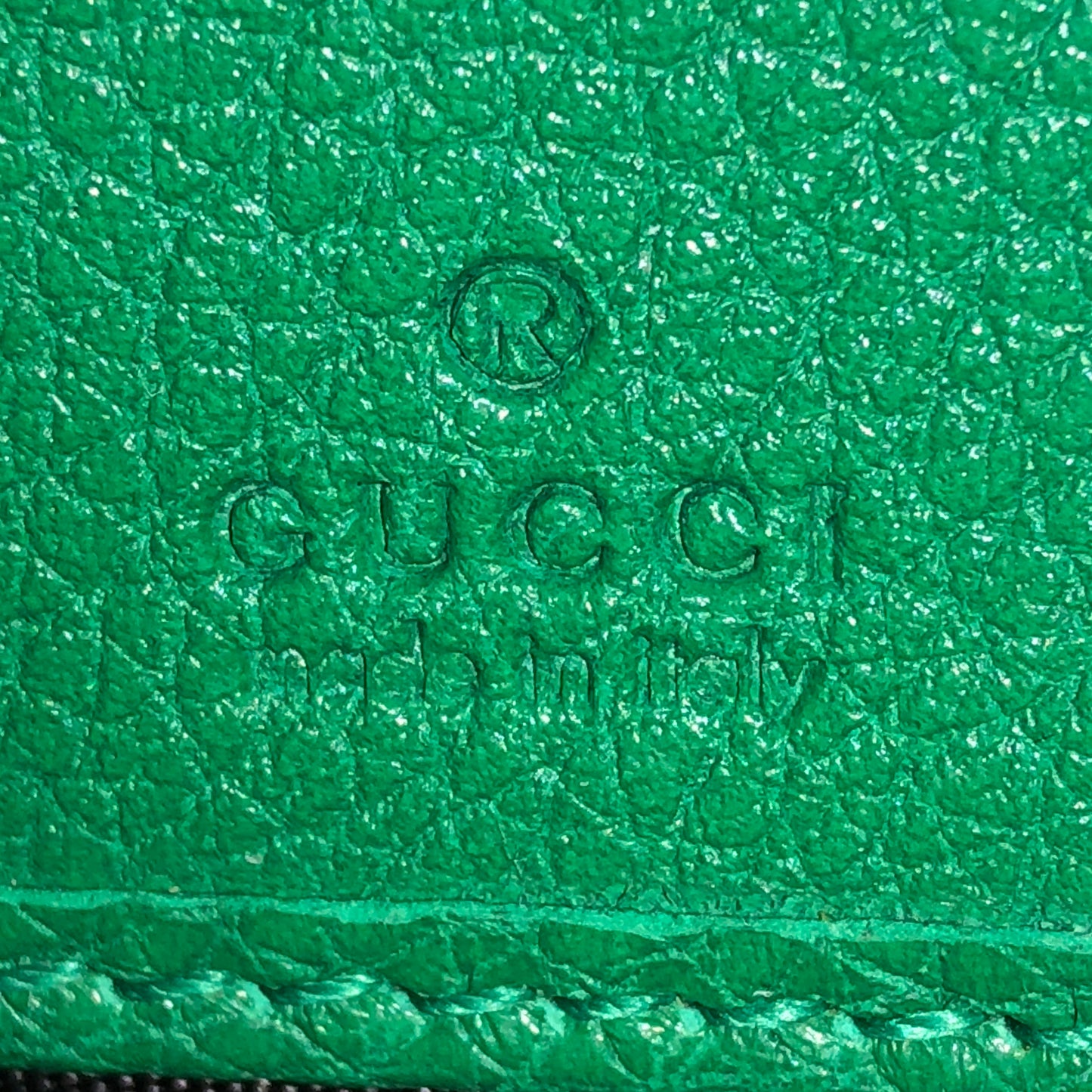 Gucci Green Grain Leather Full Zip Around Long Wallet