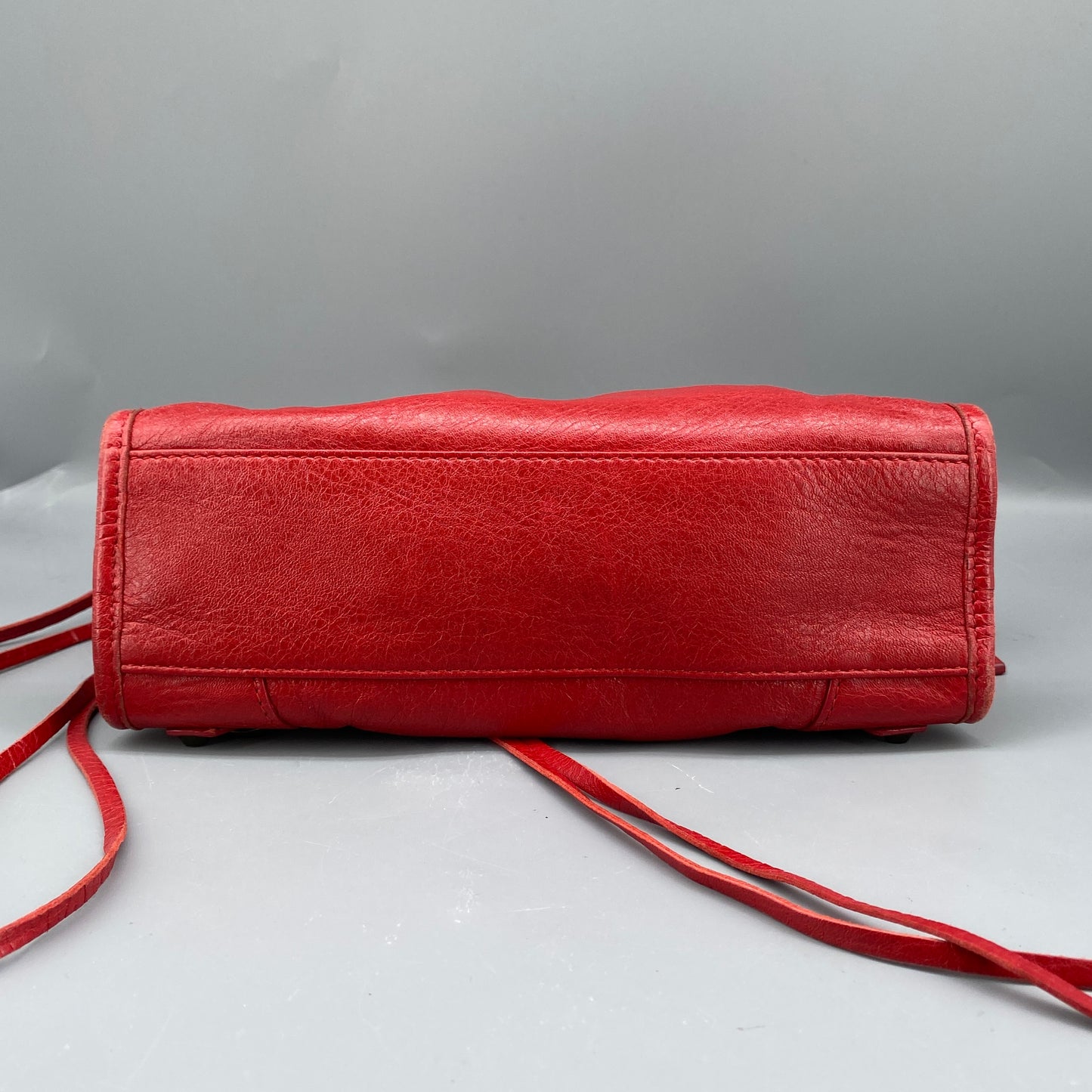 Balenciaga Red Lambskin Mini City Handbag