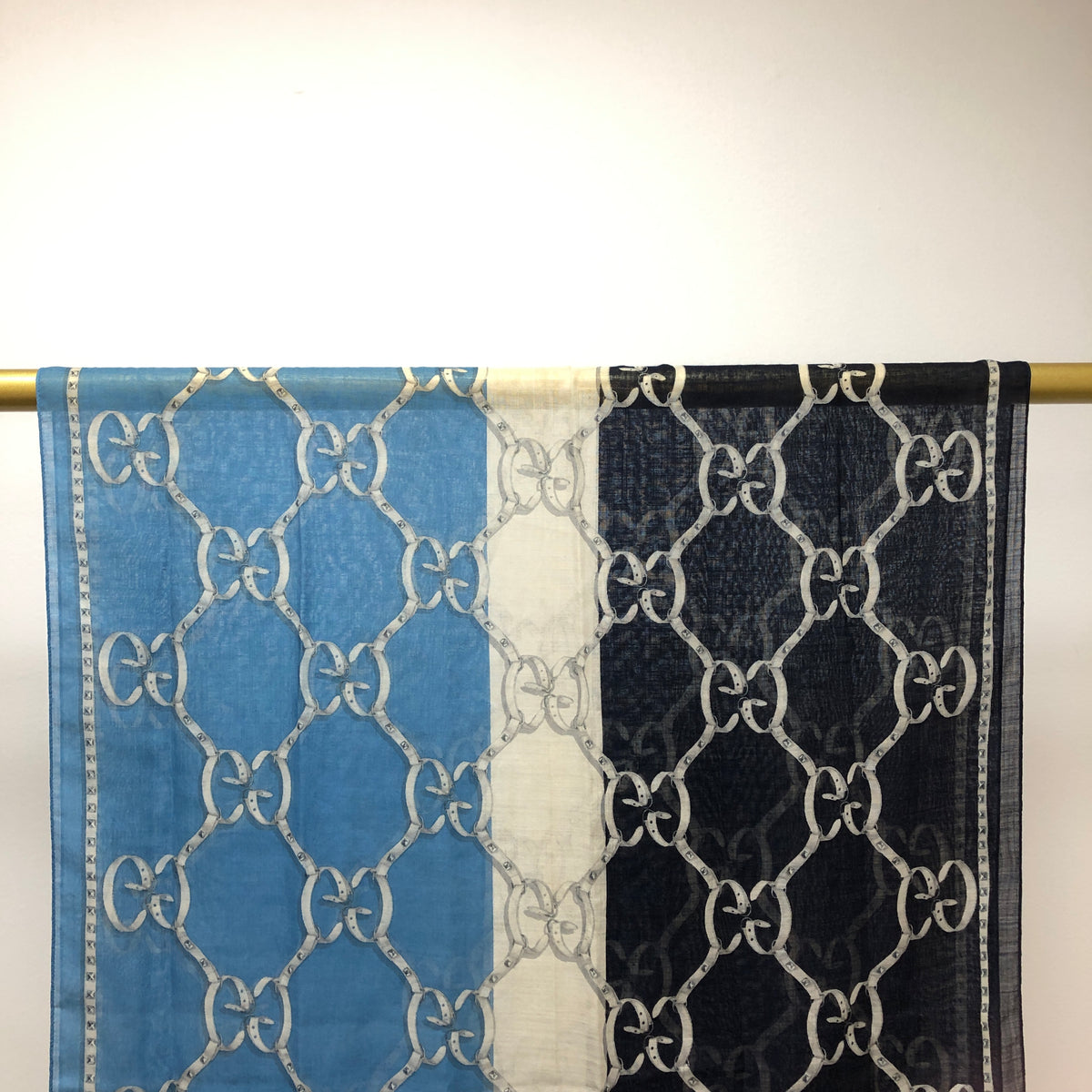 Gucci Blue & Navy Blue GG Pattern Scarf 68*192 cm