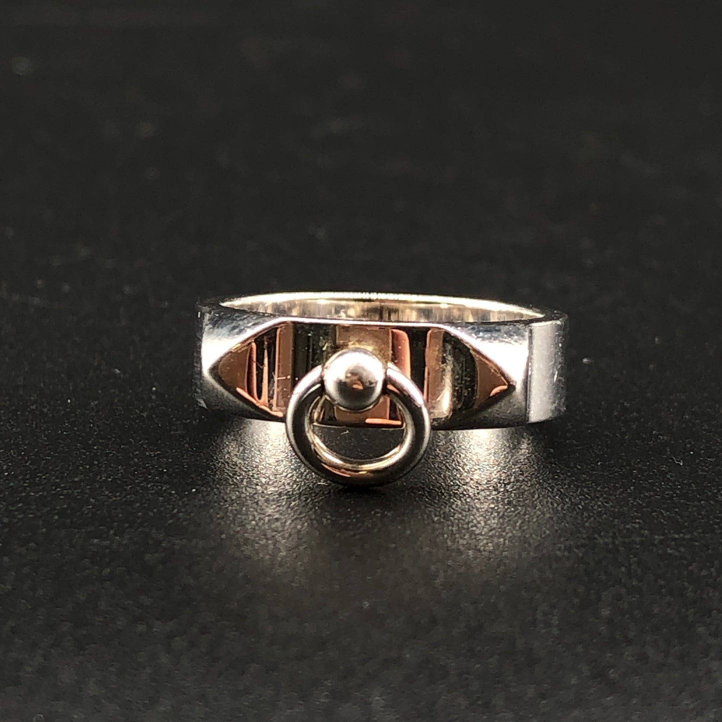 Hermes 925 Silver Mini Chaine d'Ancre Ring Size 50mm