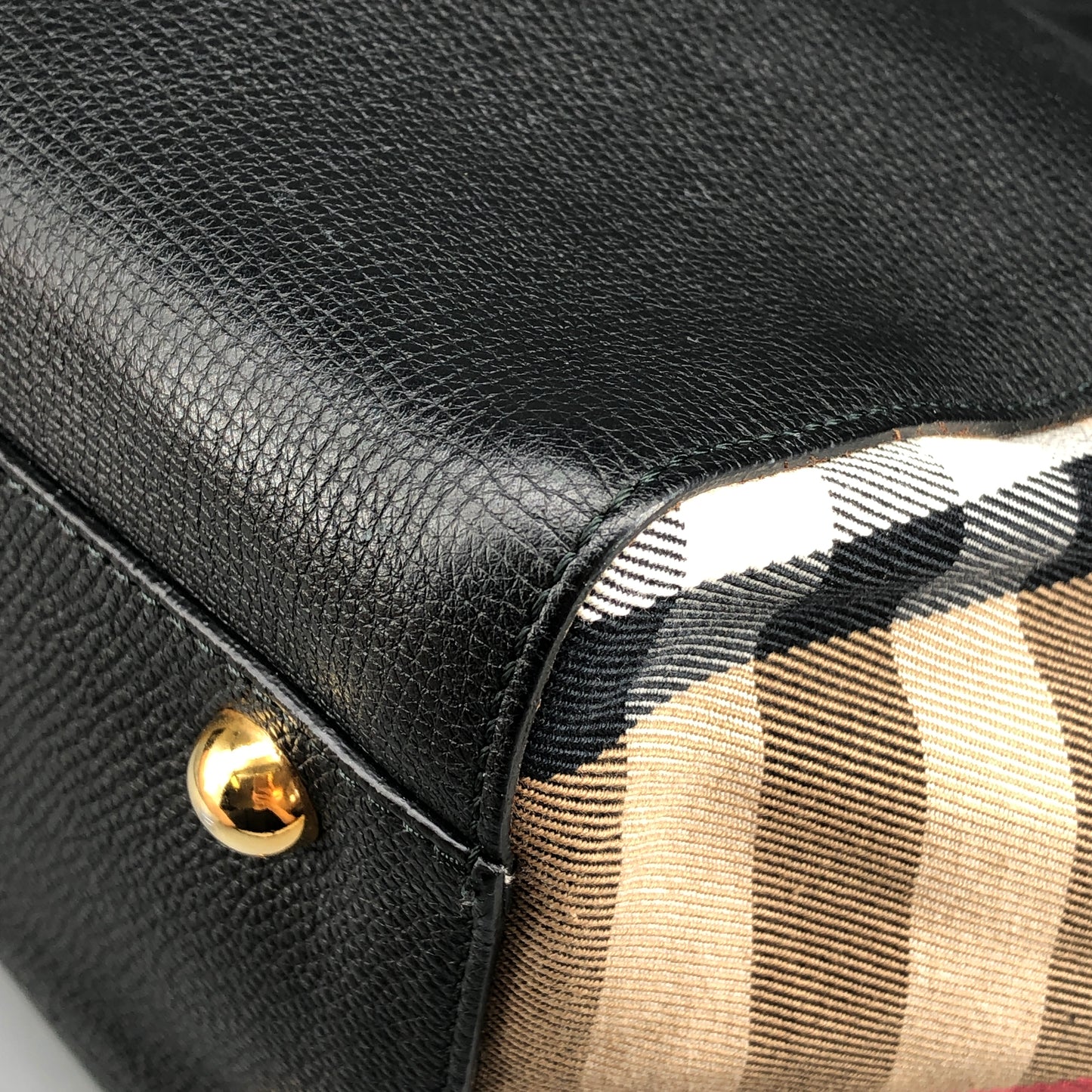 Burberry Check and Leather Tote Bag Beige
