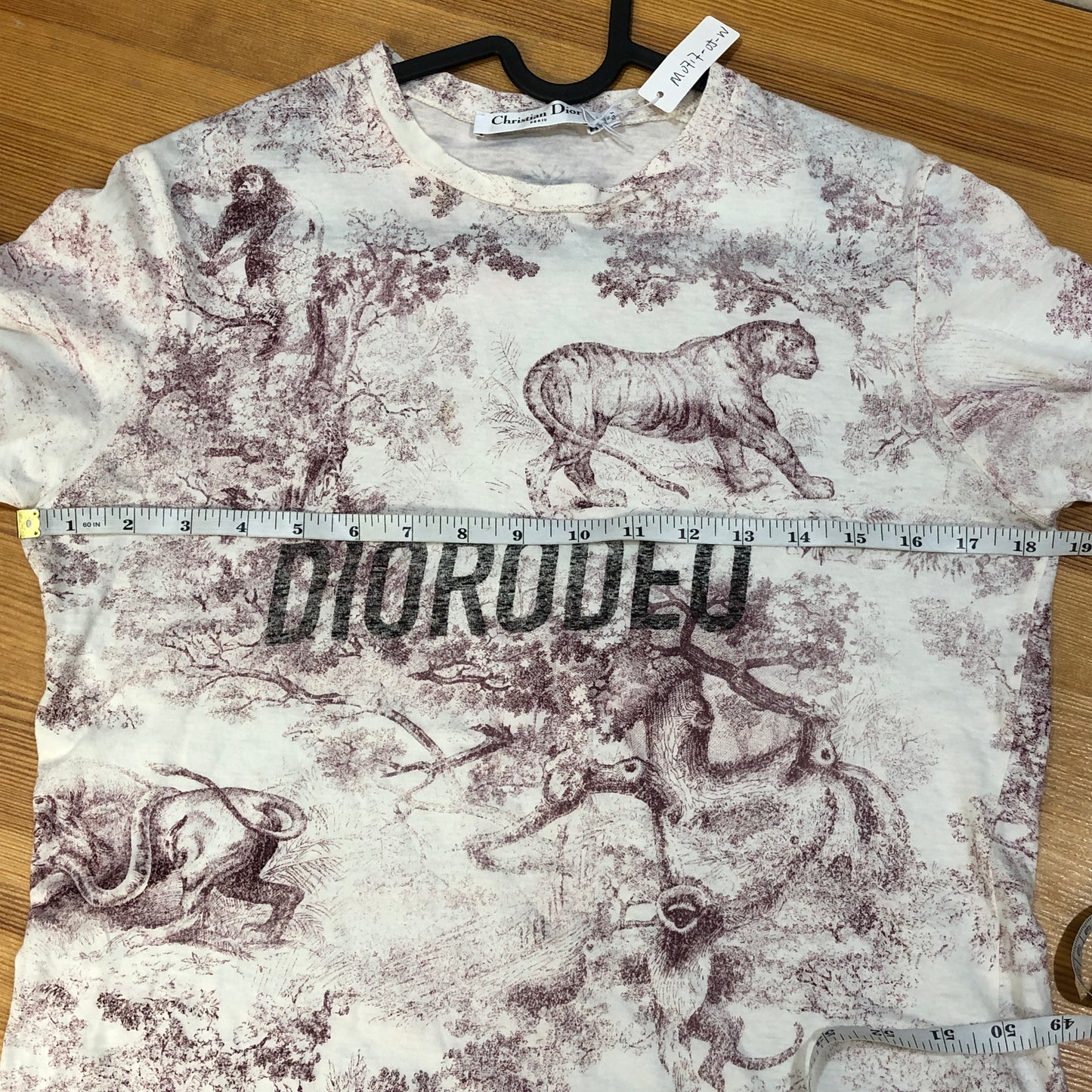 Dior White & Burgundy Printed Short Sleeve T-shirt Size S