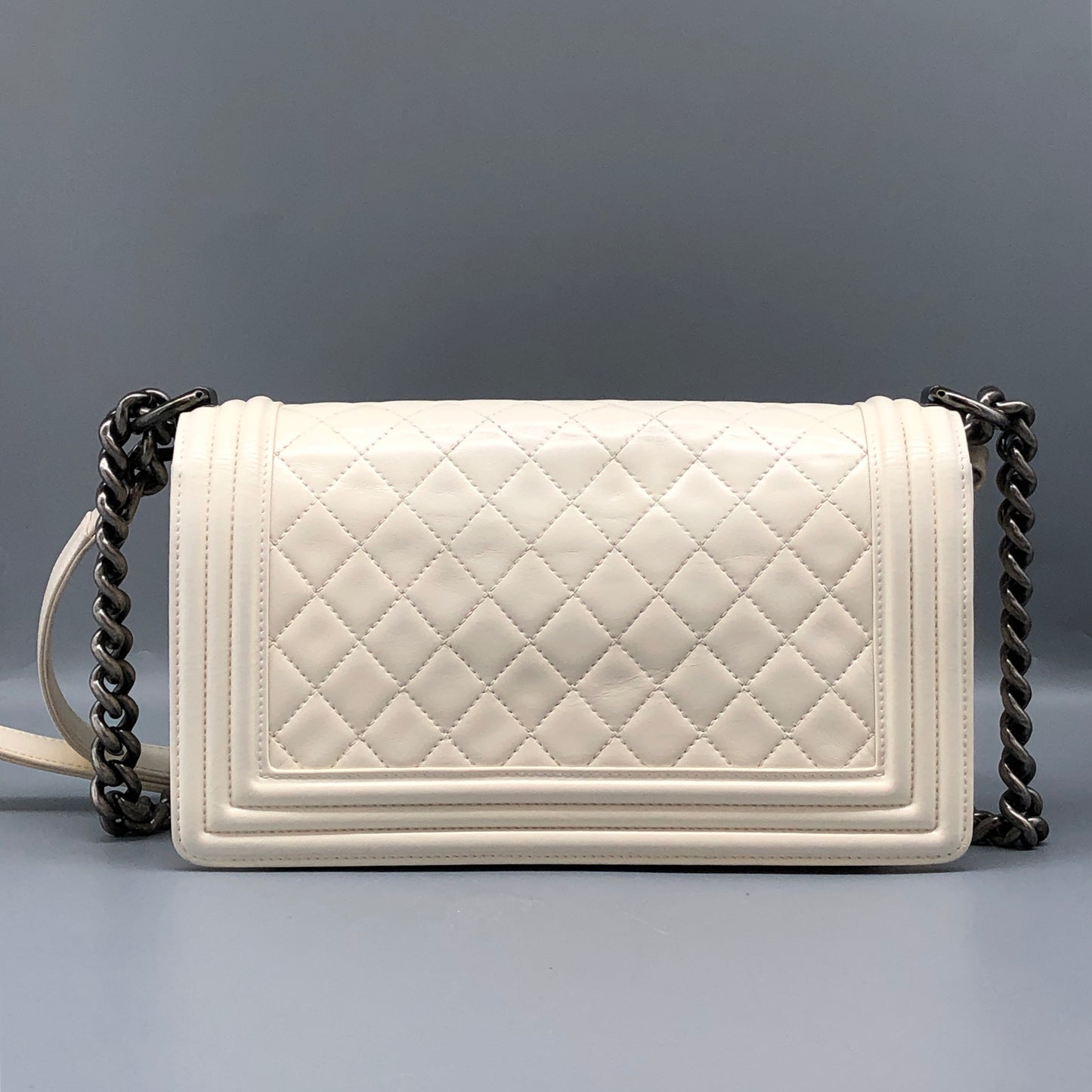 Chanel Boy Flap Quilted Leather Shoulder Bag Cream