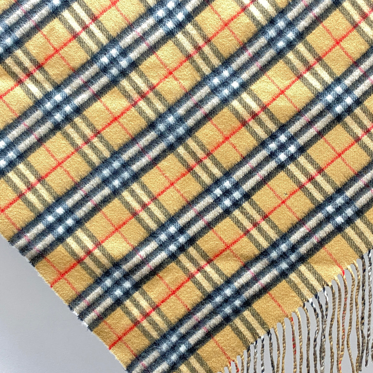 Burberry Beige Check Wool Triangle Scarf