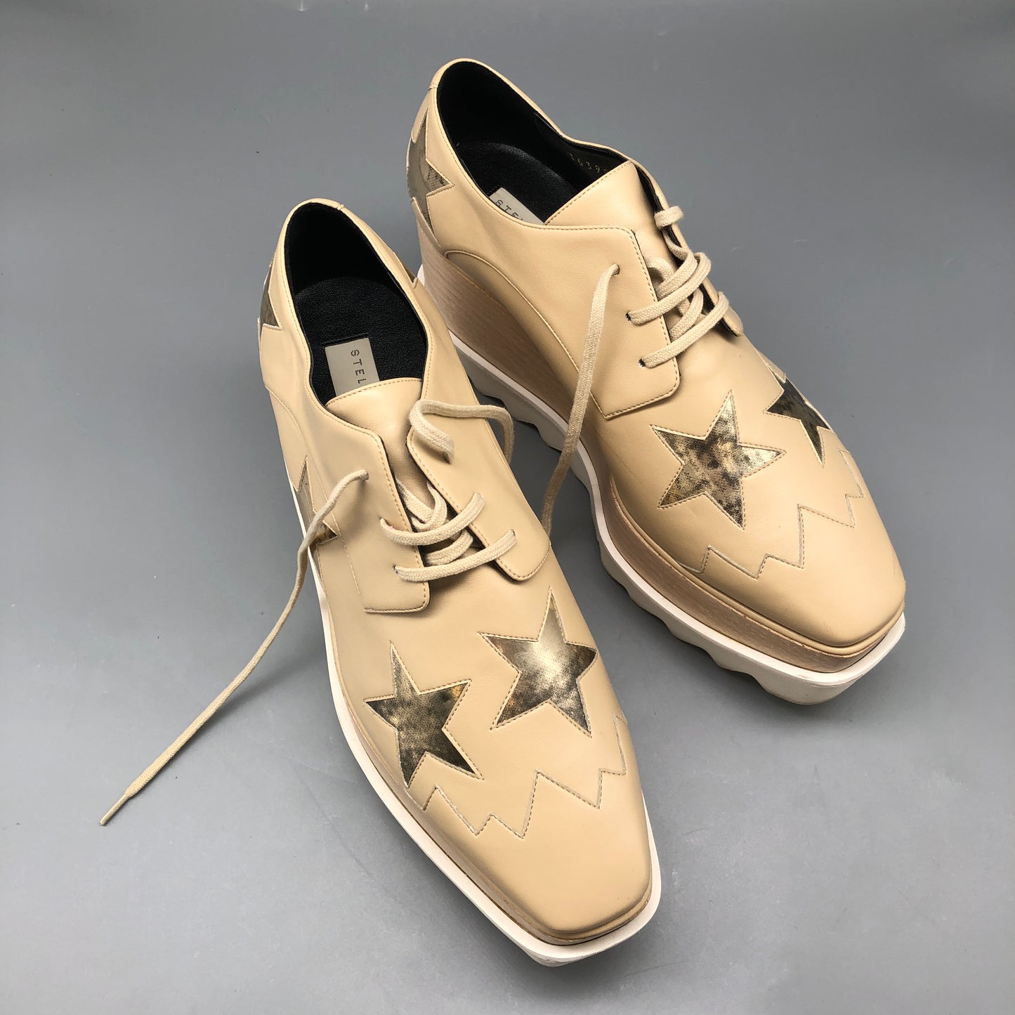 Stella McCartney Nude Star-Embellished Platform Sneakers Women's Shoes Size 36