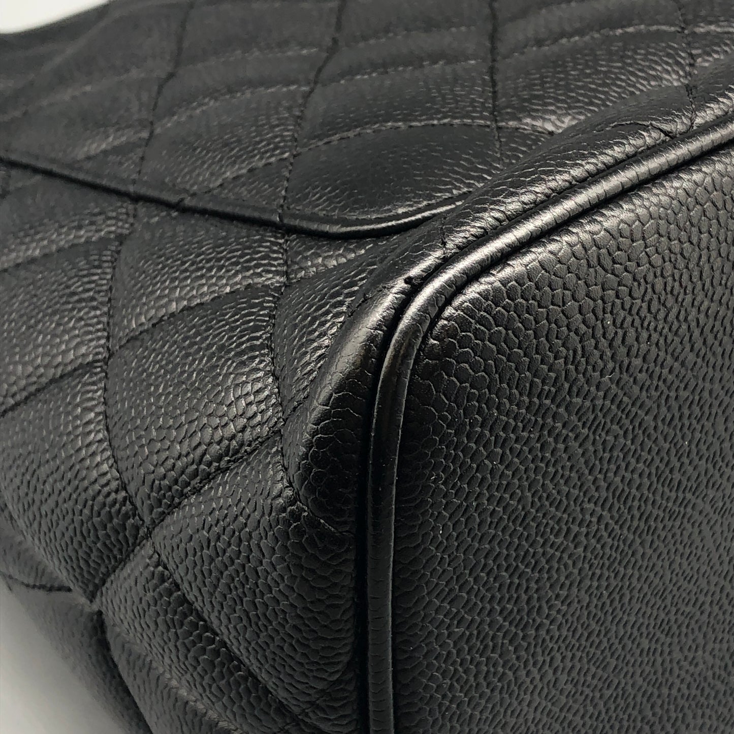 Chanel Quilted Caviar Leather CC Tote Bag Black