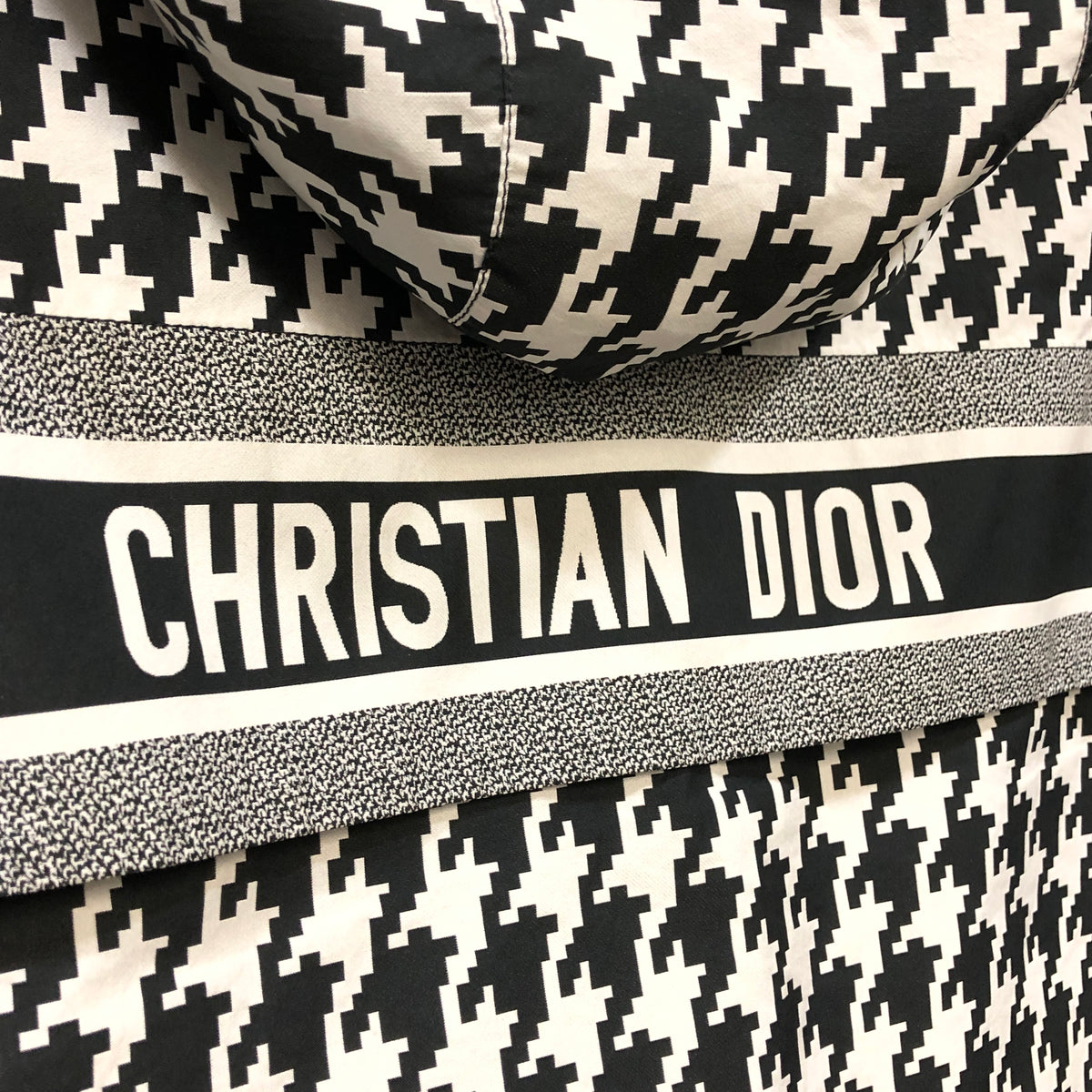 Christian Dior Black & white Houndstooth Zip Hooded Top Size XS