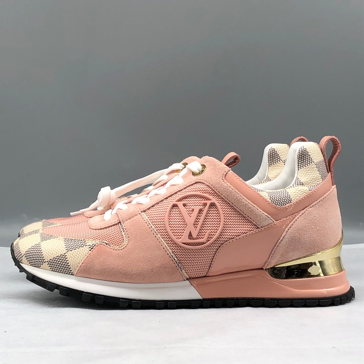 Louis Vuitton Women's Pink & Cream Damier Azur Sneakers shoes 37