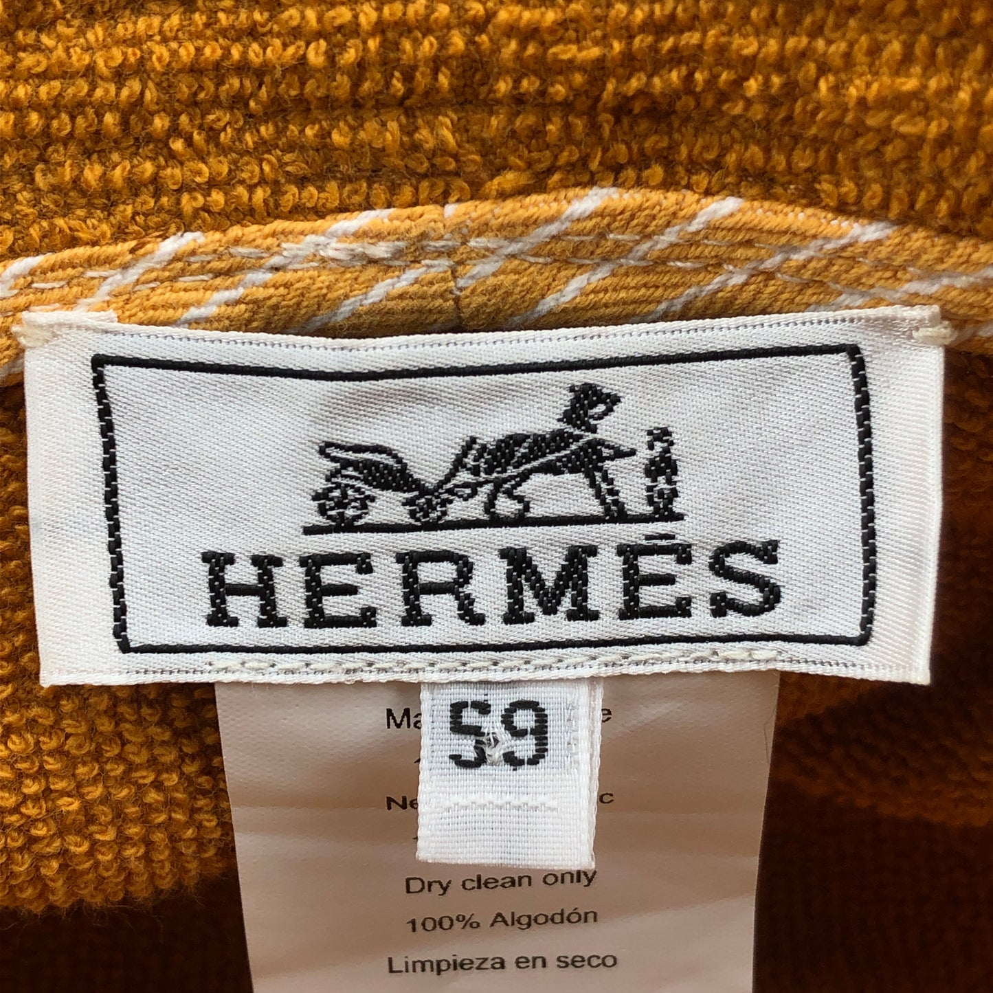 Hermes Mustard Yellow Knit Bucket Hat Size 59cm