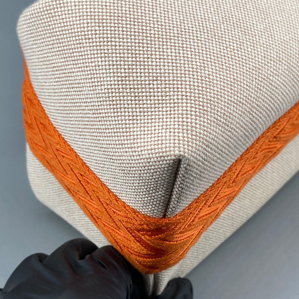 Herms Cream & Orange Canvas Bride-a-Brac Vanity Bag