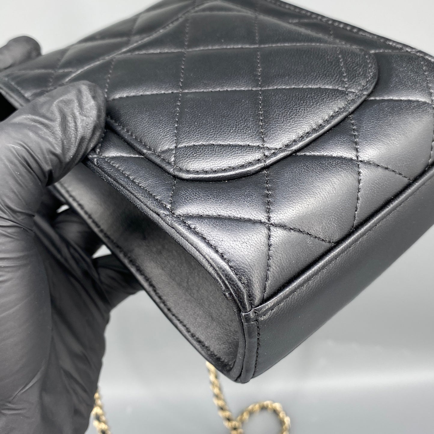 Chanel Black Quilted Lambskin Mini Phone Crossbody Bag