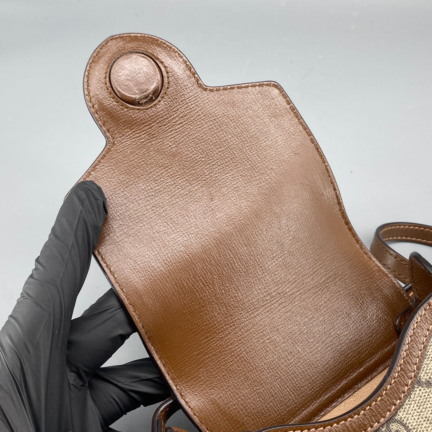 Gucci Beige GG Canvas Horsebit Mini Phone Crossbody Bag