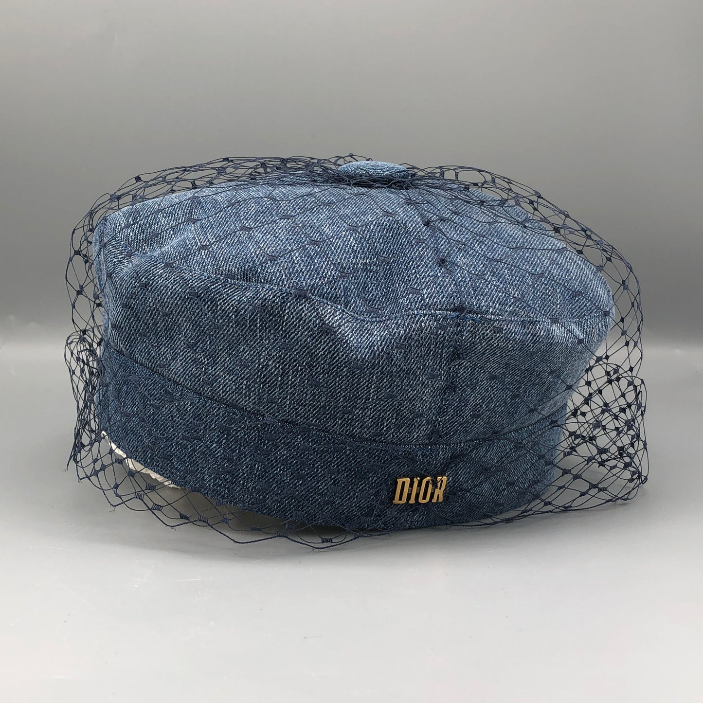 Christian Dior Denim Mesh Overlay Newsboy Cap Size 57cm