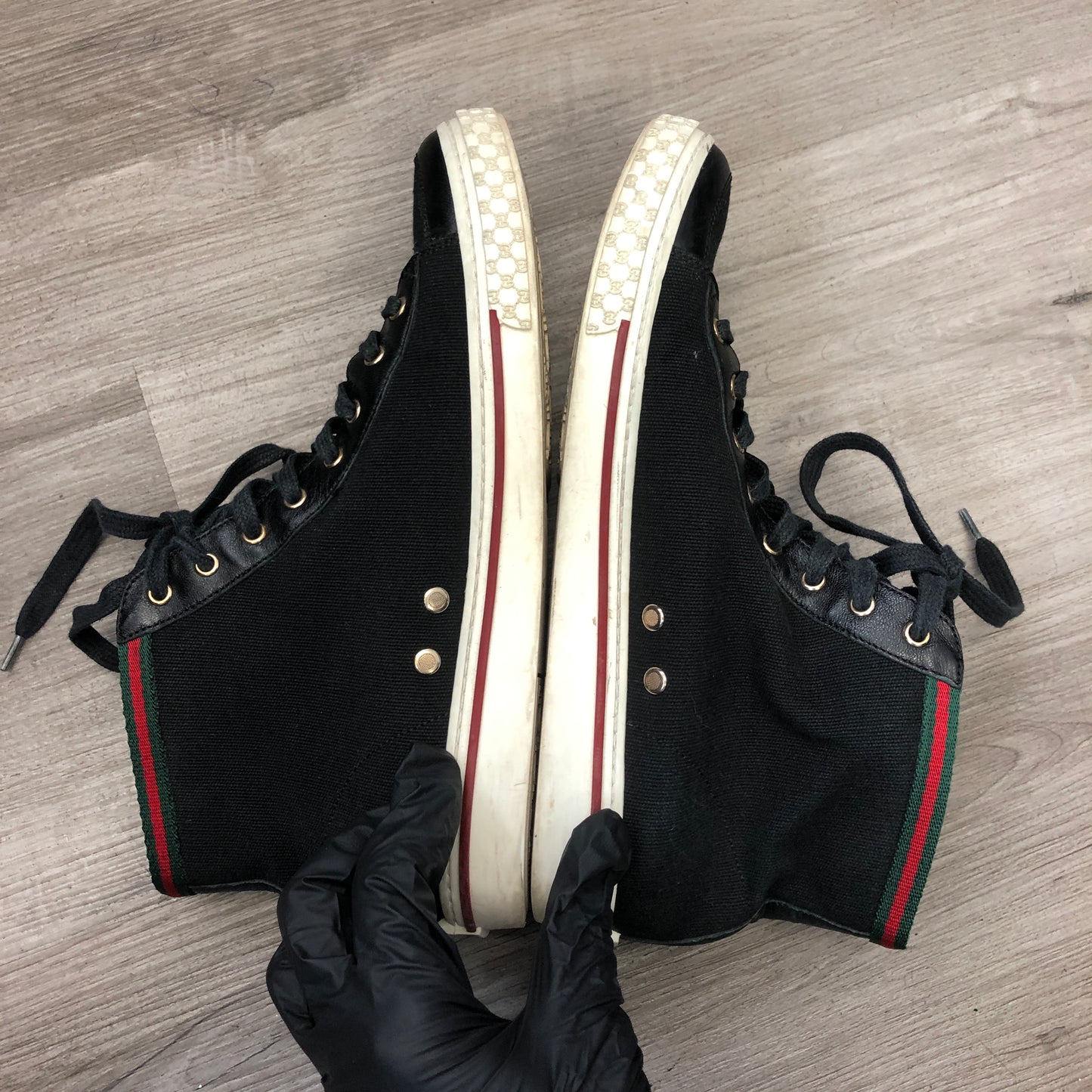 Gucci Women's Canvas High Top Sneakers 36 Black/White
