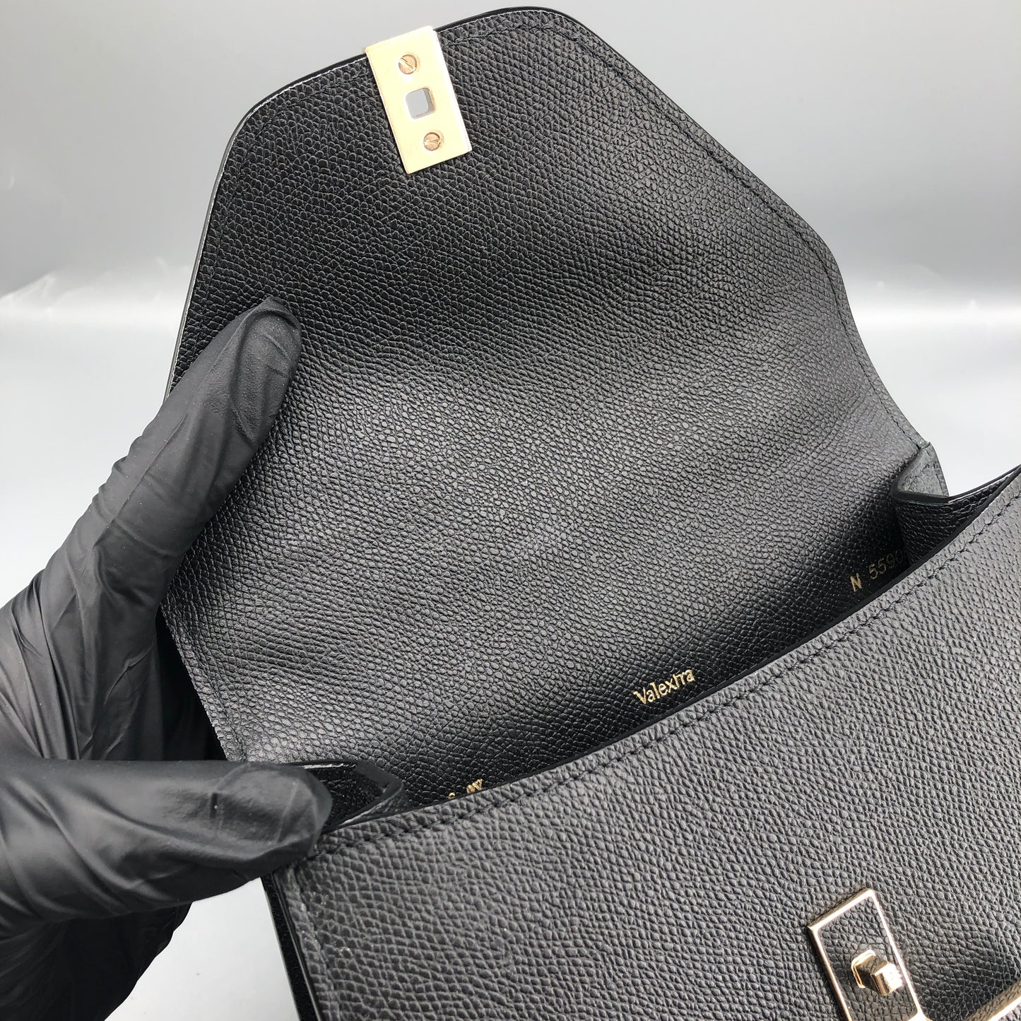 Valextra Iside Black Grained Calfskin Handbag