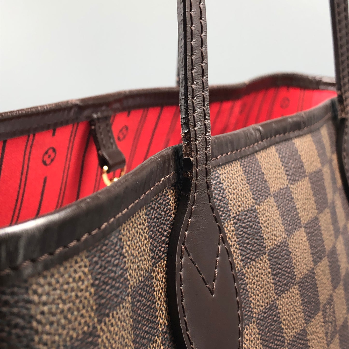 Louis Vuitton Neverfull Damier Ebene Tote Bag Brown