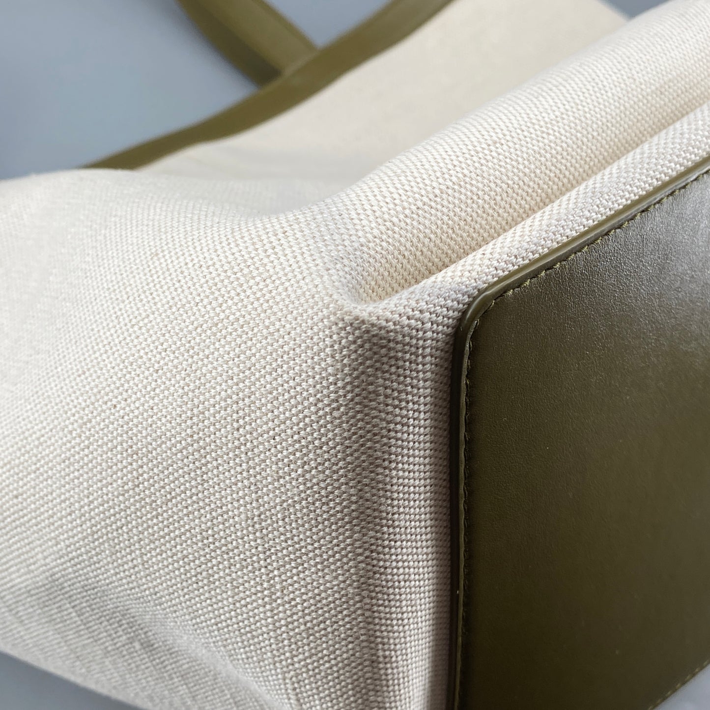 Bottega Veneta Olive Canvas Intrecciato Leather Tote Bag