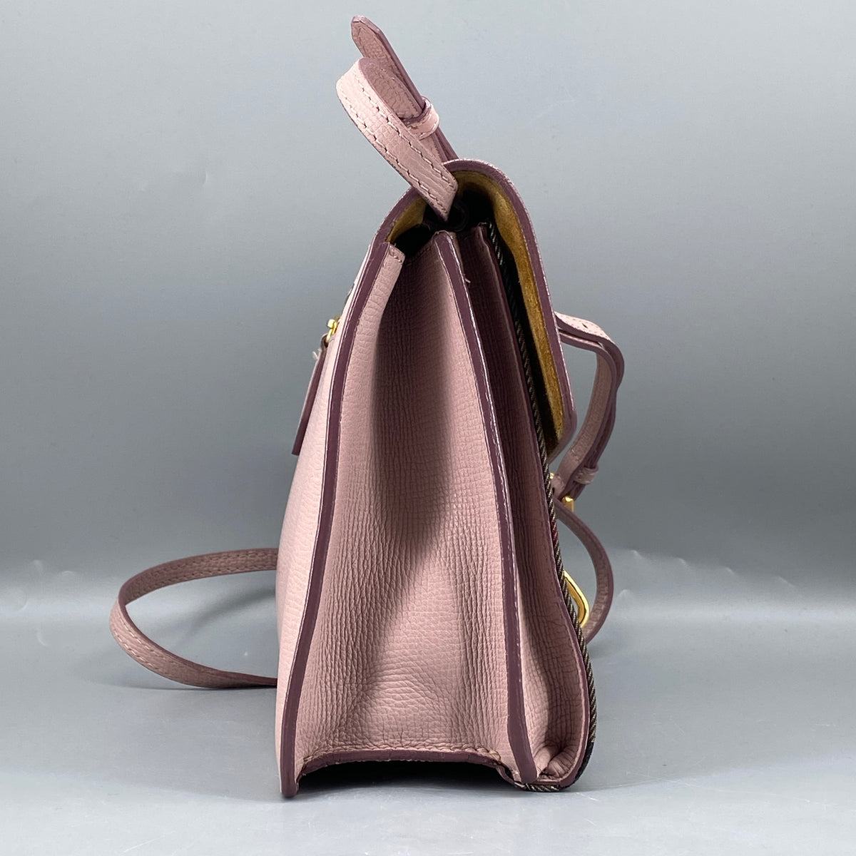 Burberry Derby Calfskin House Check Small Macken Crossbody Bag Pale Orchid