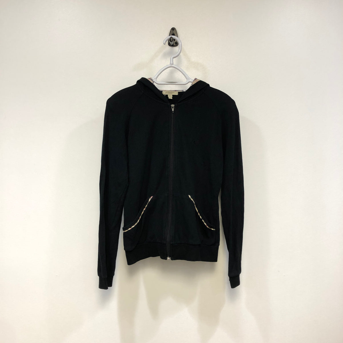 Burberry Black Hooded Zip Up Jacket Size M