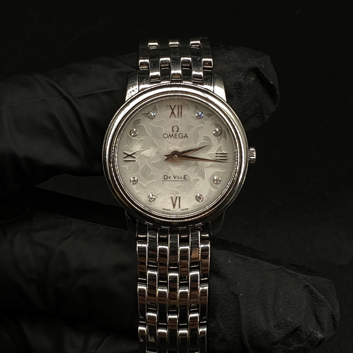 Omega 27mm Stainless Steel Watch With Natural Diamonds