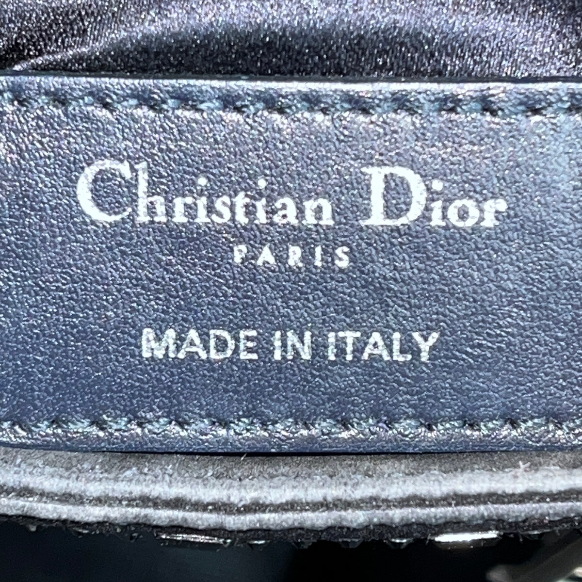 Christian Dior Navy Blue Satin Beaded Lady Dior Handbag
