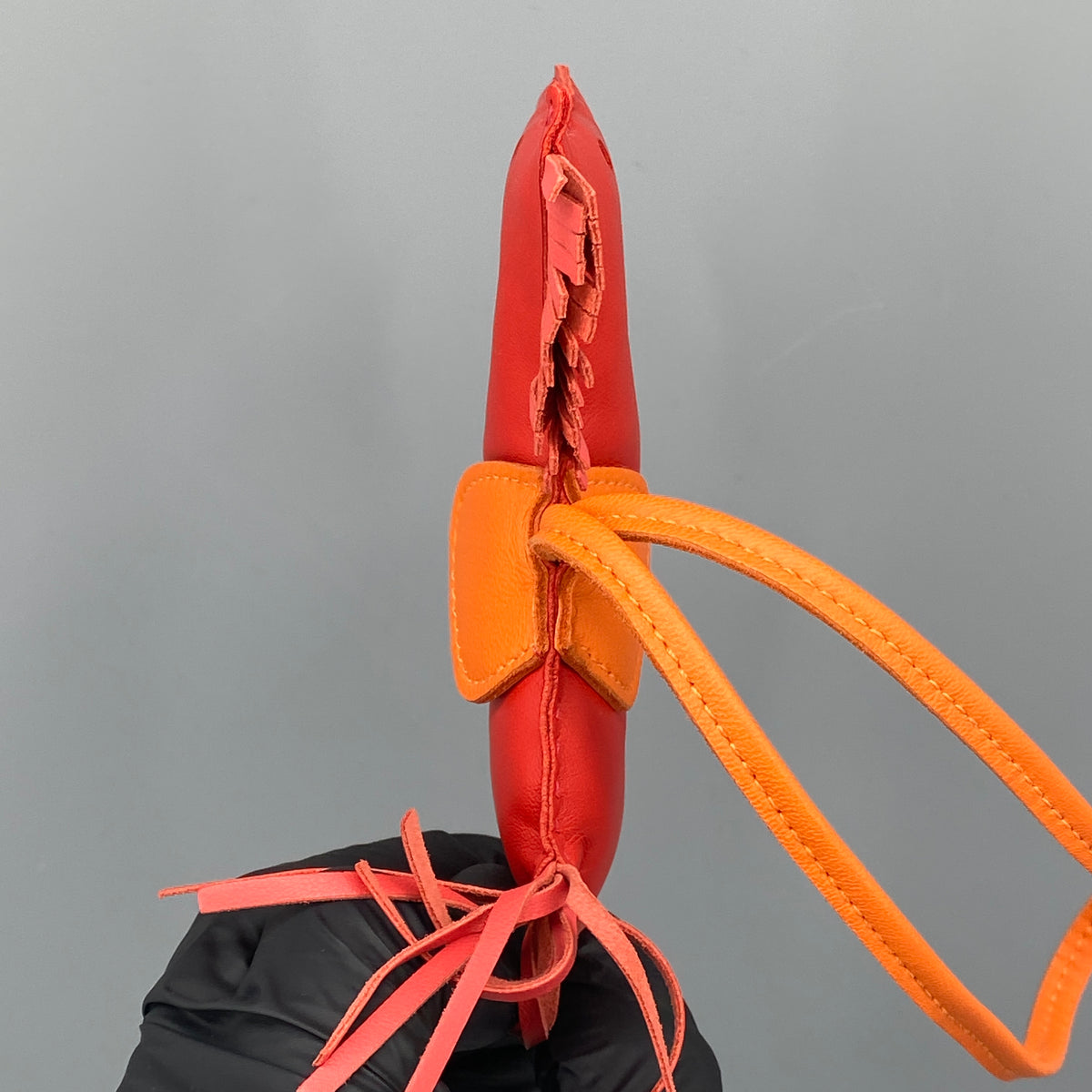 Hermes Rodeo Large Horse Bag Charm Red & Orange Leather