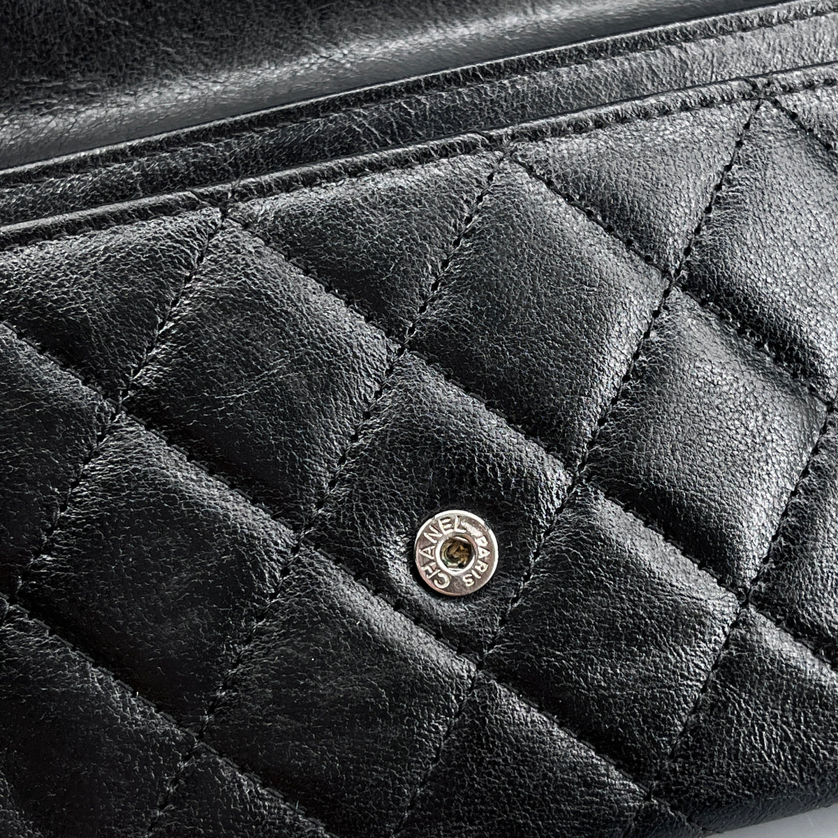 Chanel Black Leather Quilted Long Wallet