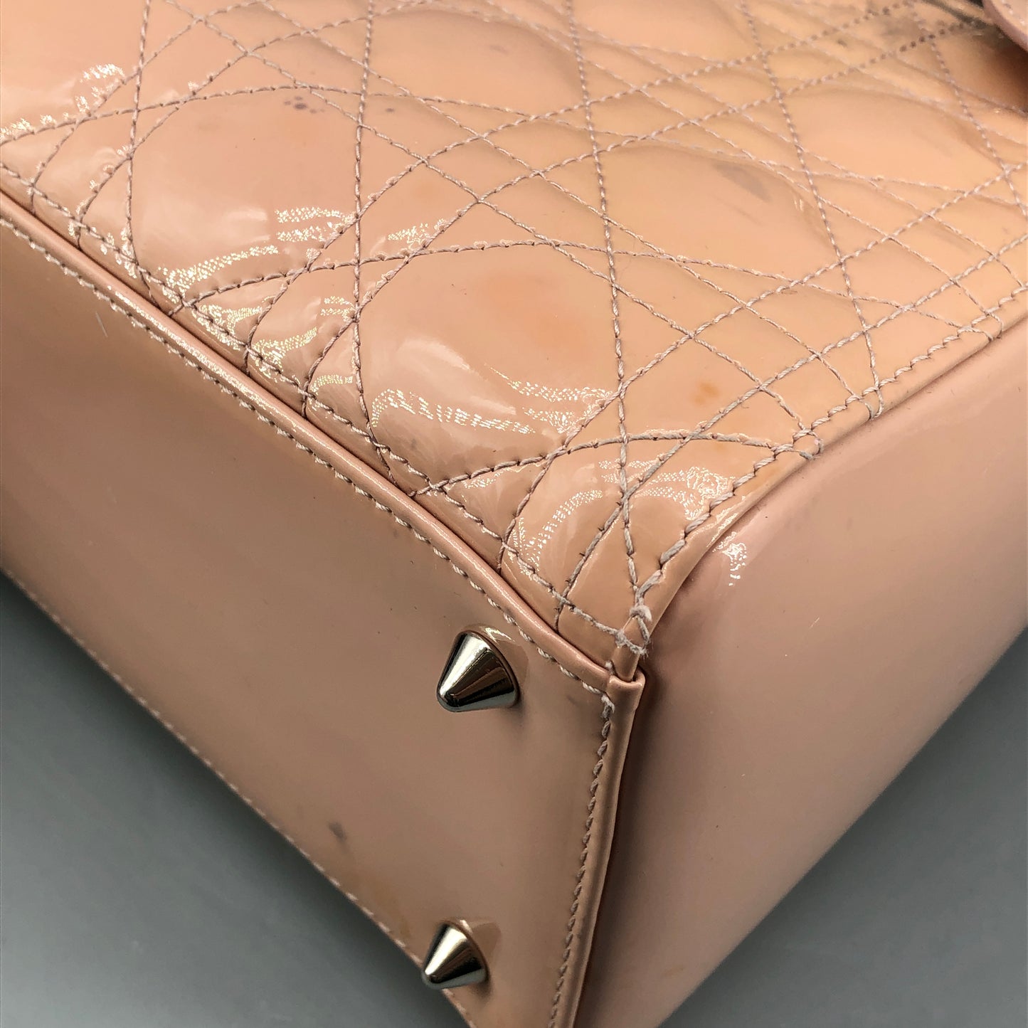 Christian Dior Lady Dior Nude Patent Cannage Leather Handbag