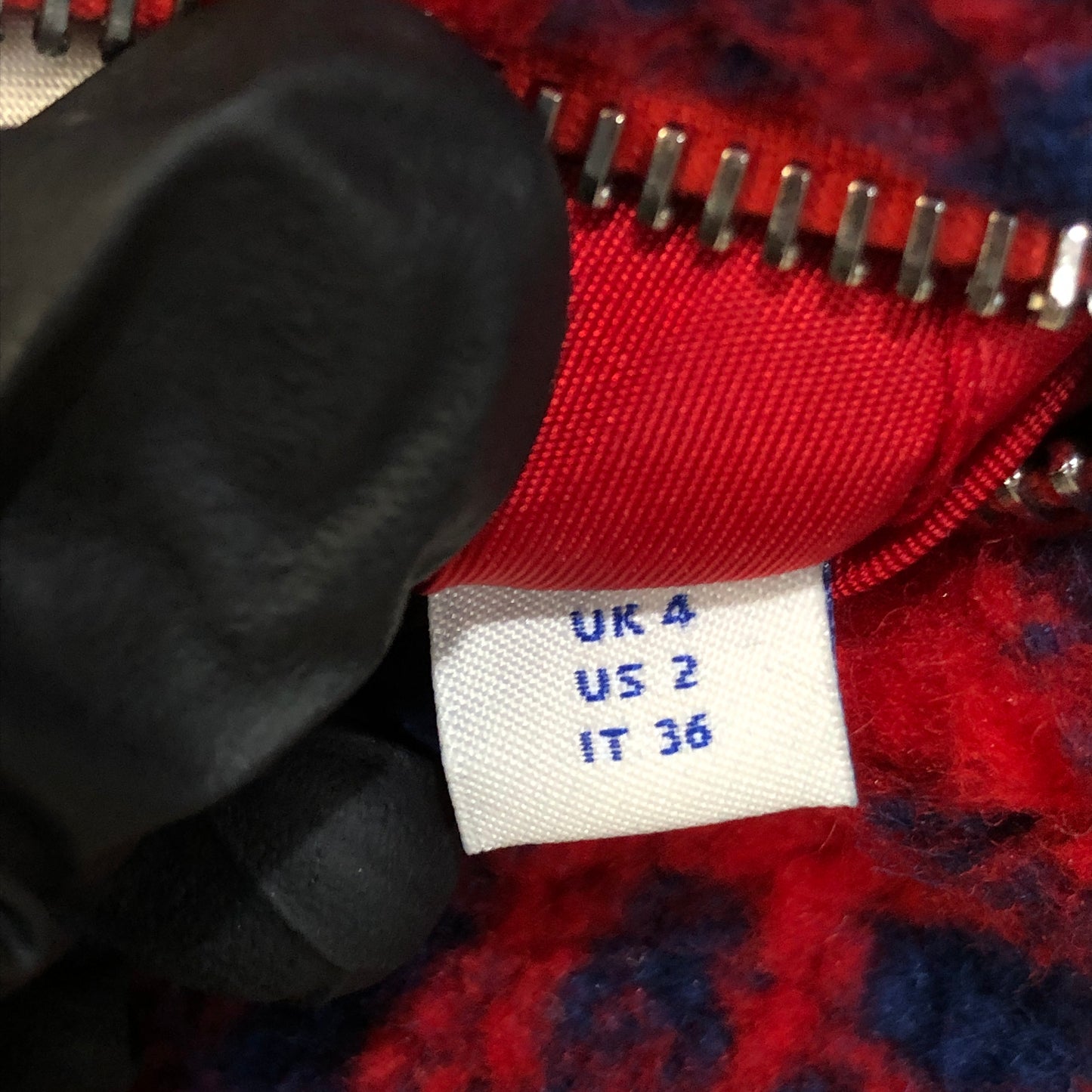 Burberry Navy & Hot Red Floral Fleece Full-Zip Stand Collar Jacket Size 2