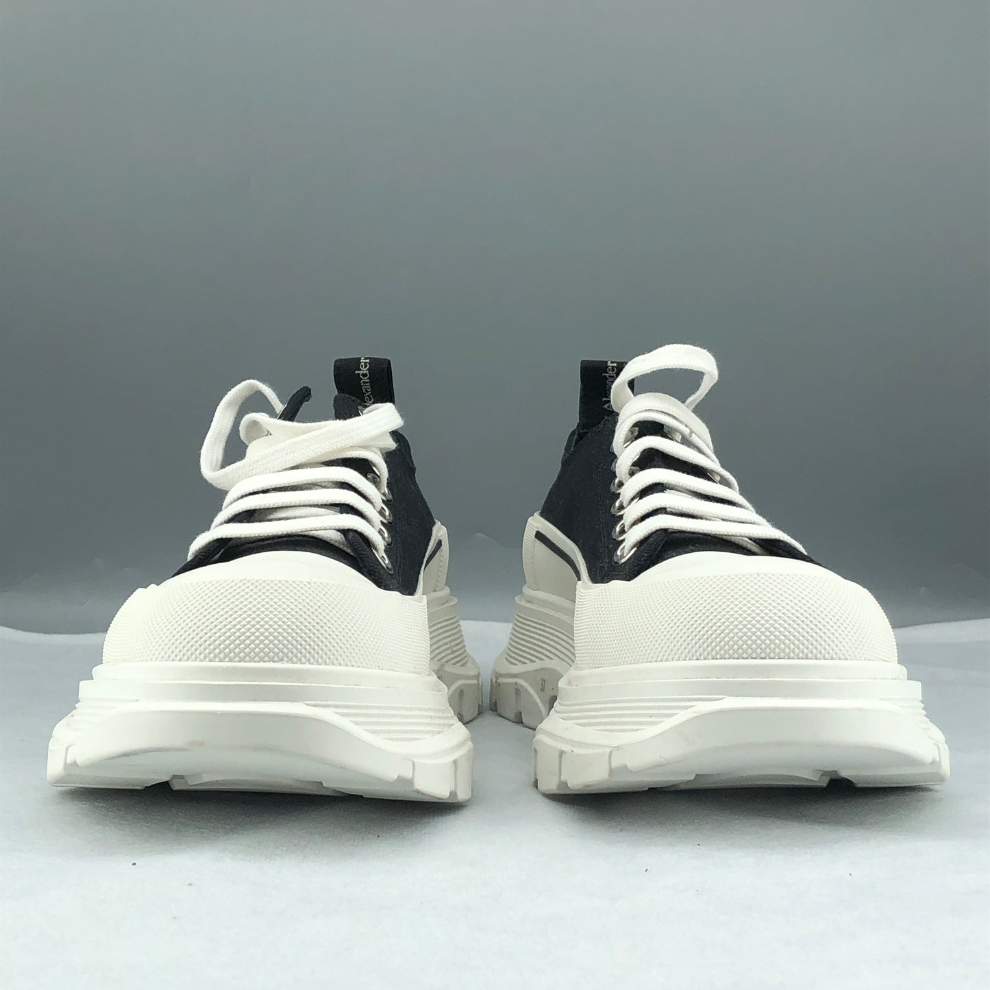 Alexander McQueen Tread Slick Platform Canvas Sneakers Size 37 Black