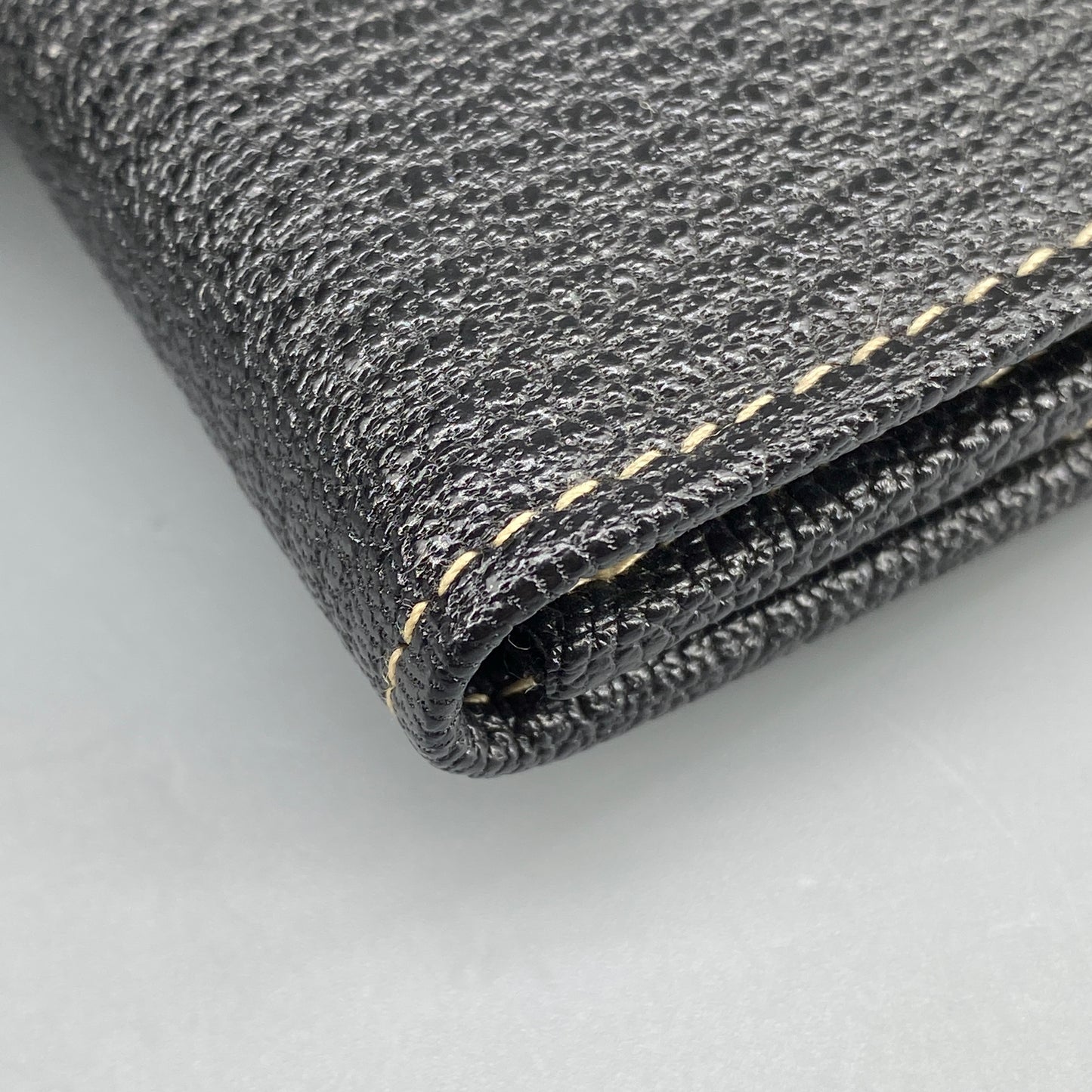 Ferragamo Black Grain Leather Flap Long Wallet