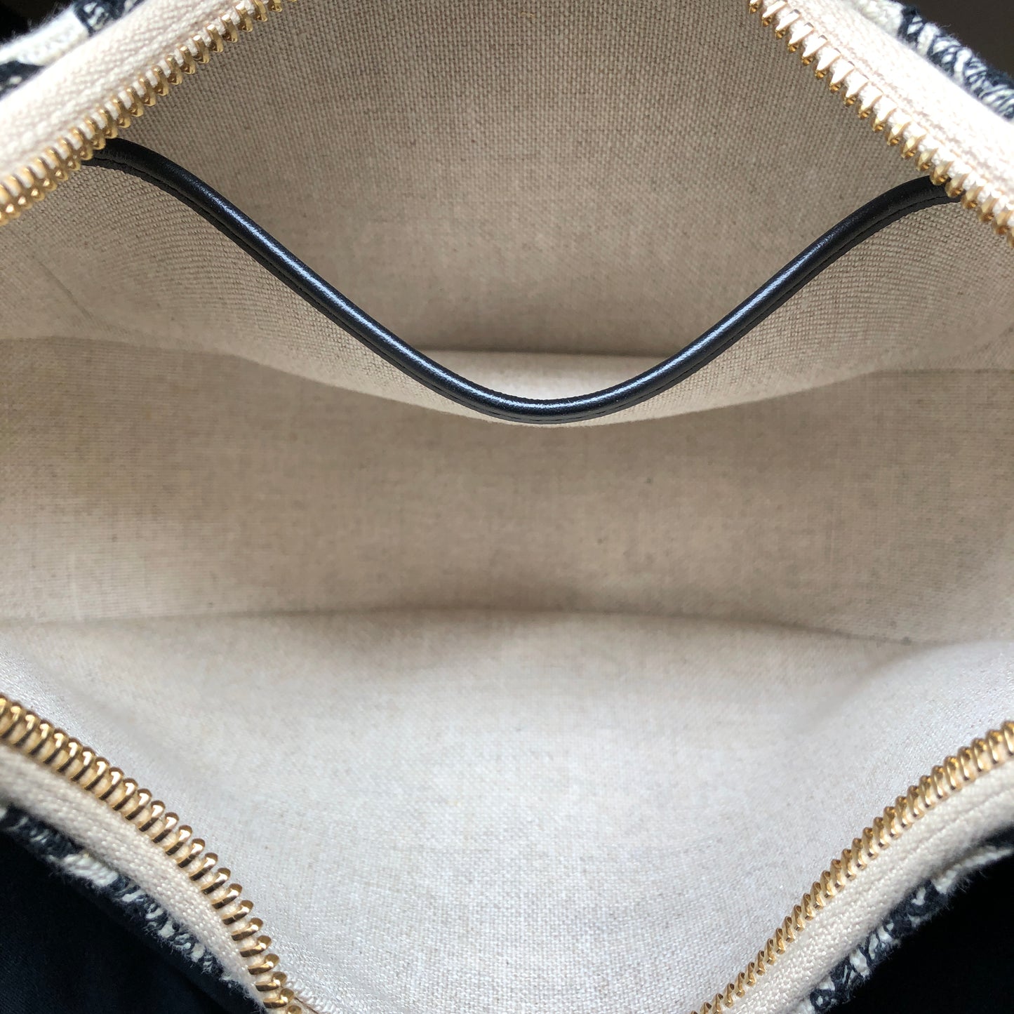 Celine Triomphe Jacquard AVA Hobo Underarm Shoulder Bag Black White