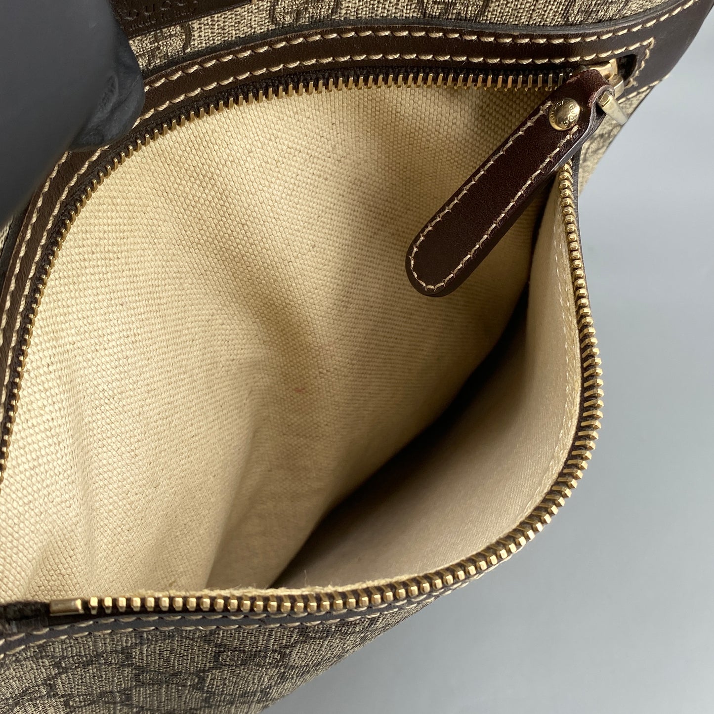 Gucci Beige GG Canvas Vertical Messenger Crossbody Bag