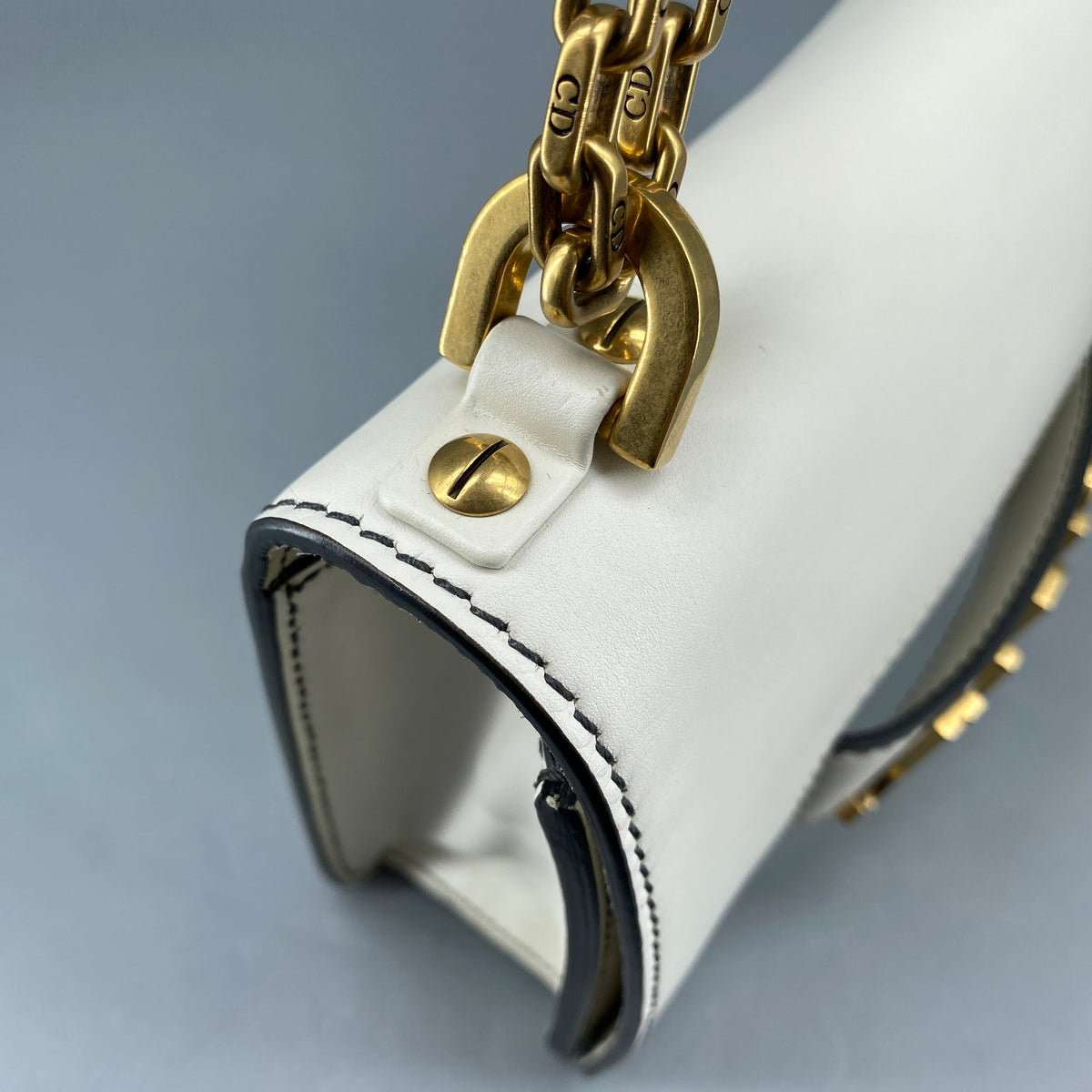 Christian Dior Calfskin J'Adior Chain Flap Bag Off White