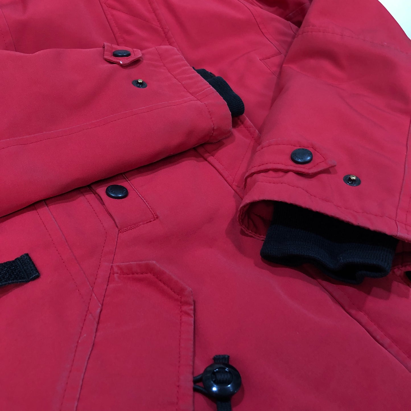 Canada Goose Red Fur Trim Hooded Parka Size XS