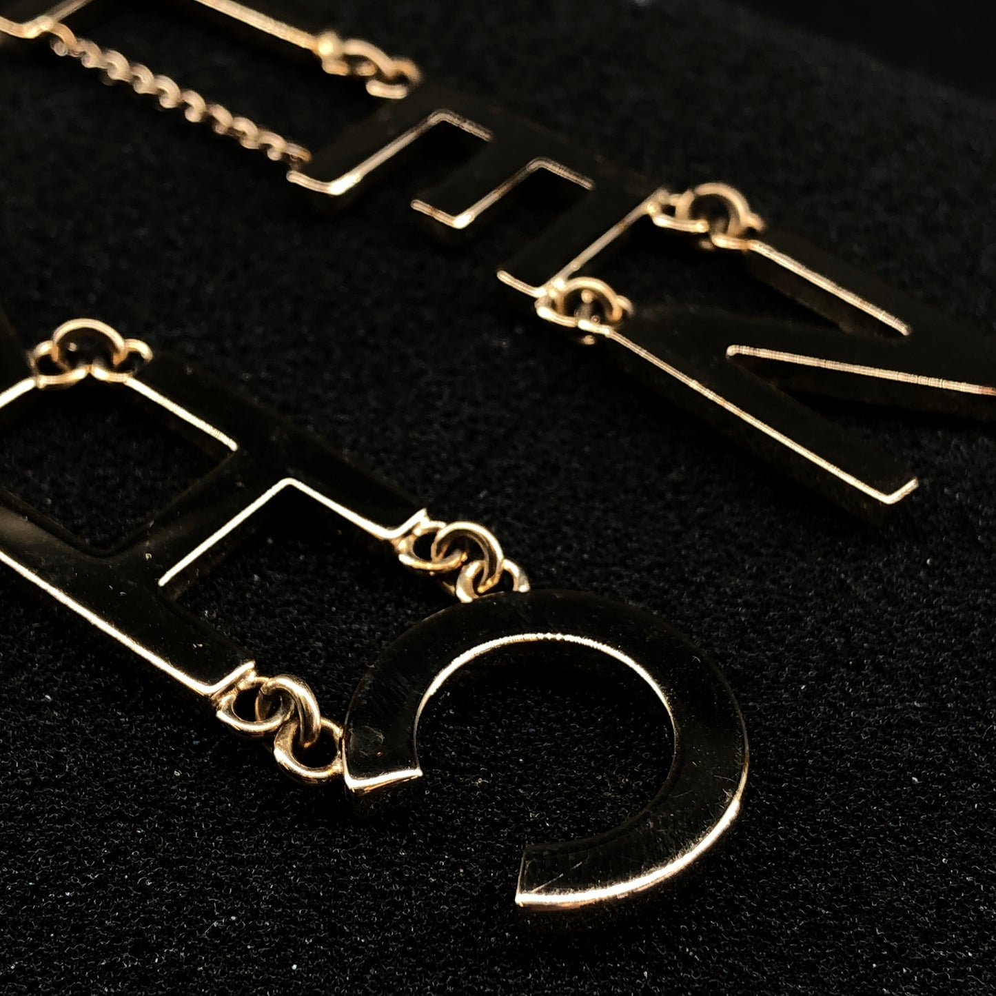 Chanel 2020 Letter Cutout Gold Tone Drop Earrings