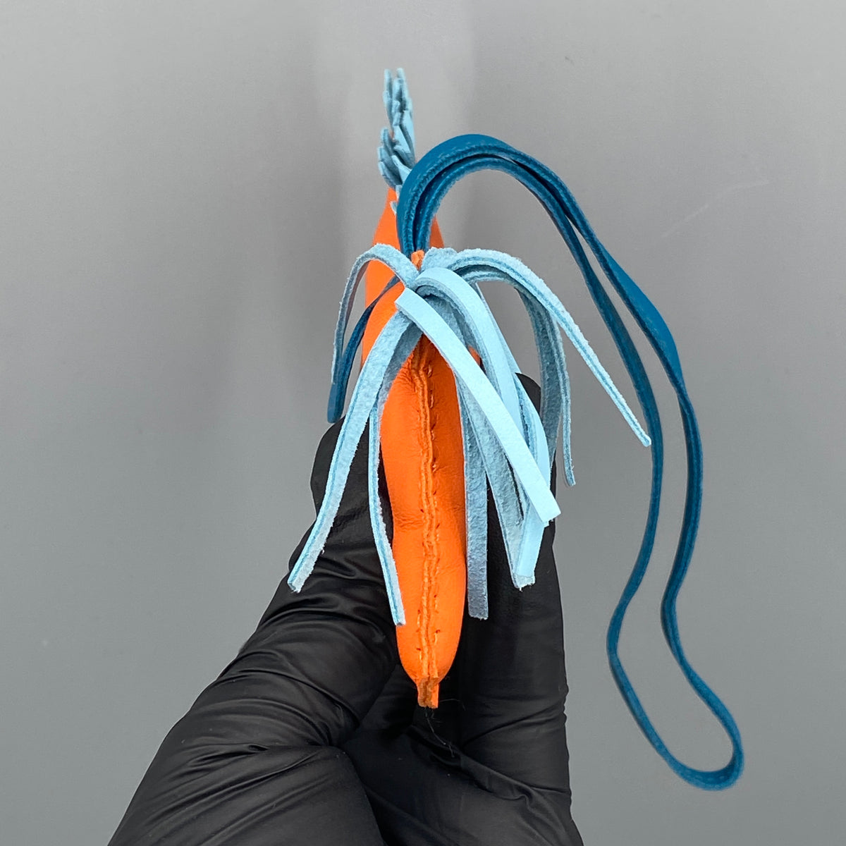 Hermes Rodeo Large Horse Bag Charm Orange & Blue Leather
