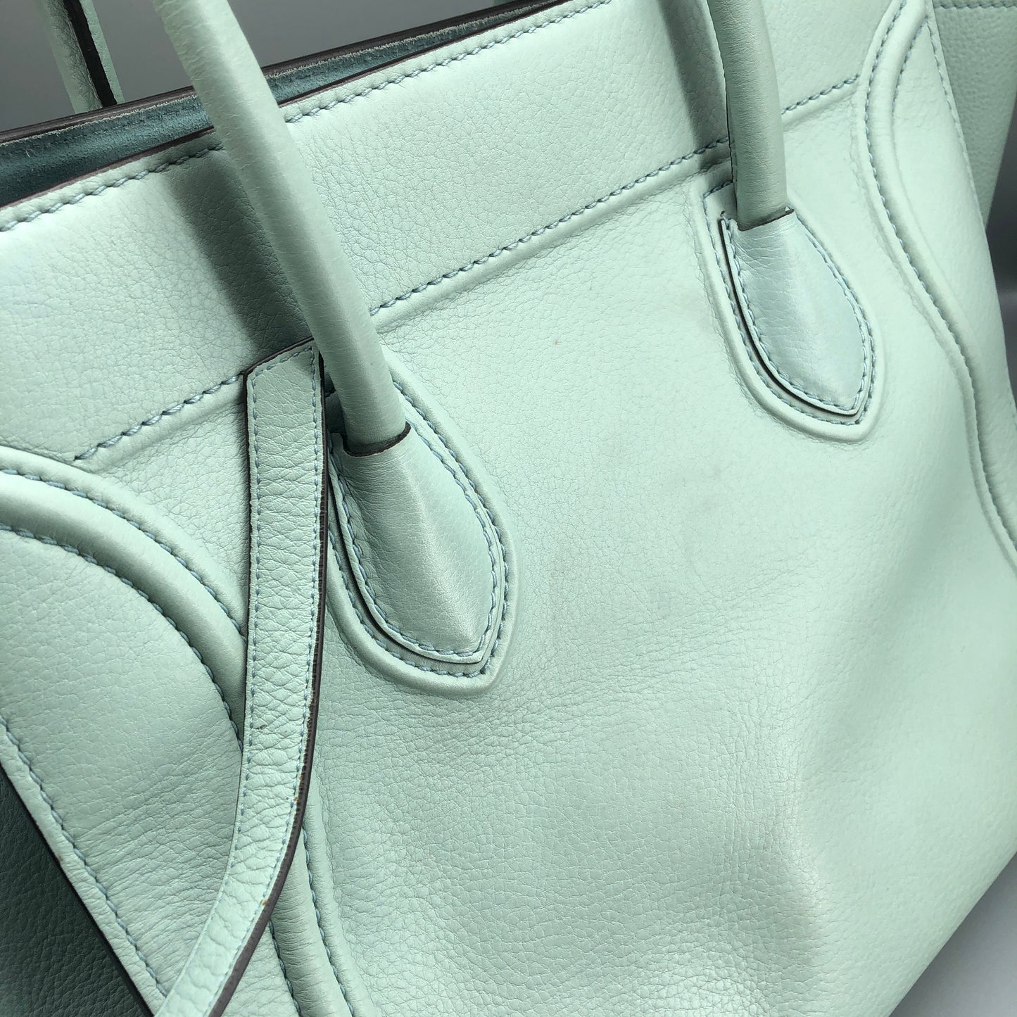 Celine Tiffany Blue Smooth Leather Luggage Handbag