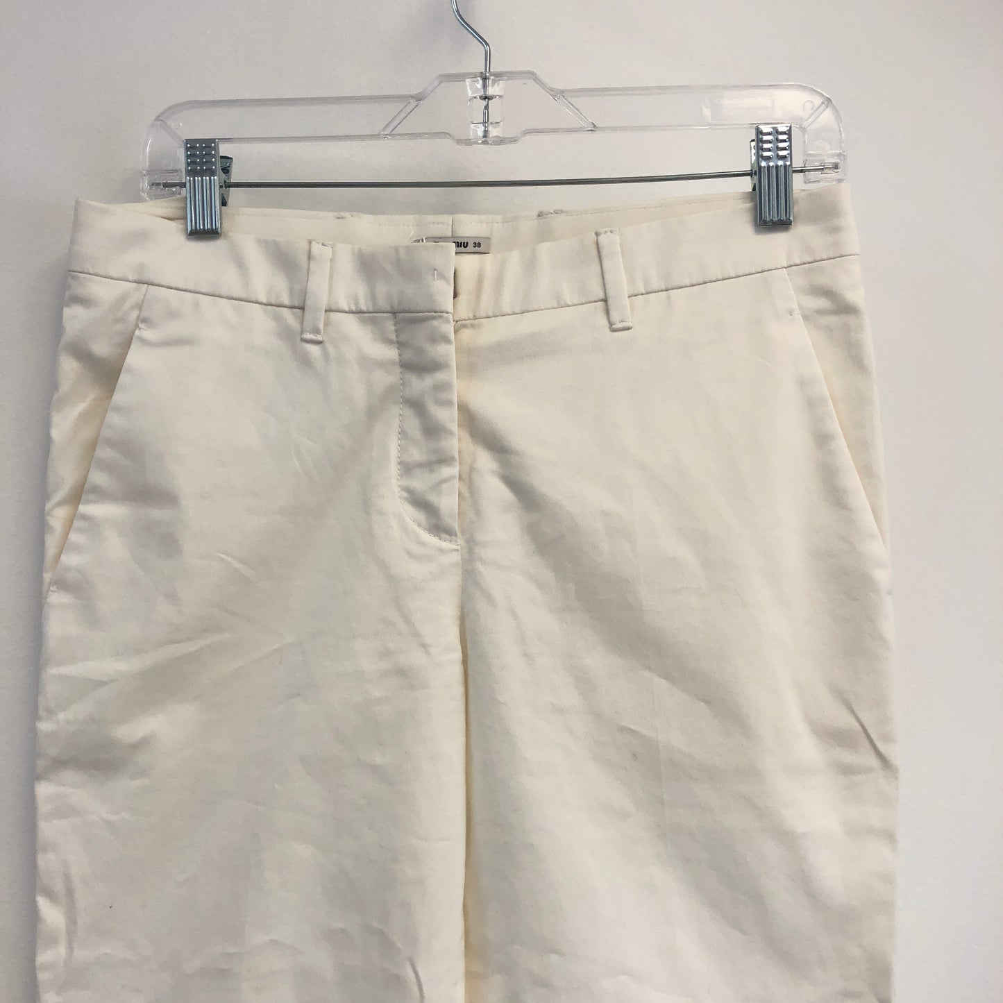 Miu Miu White Cotton-Blend Cropped Trousers Size 38