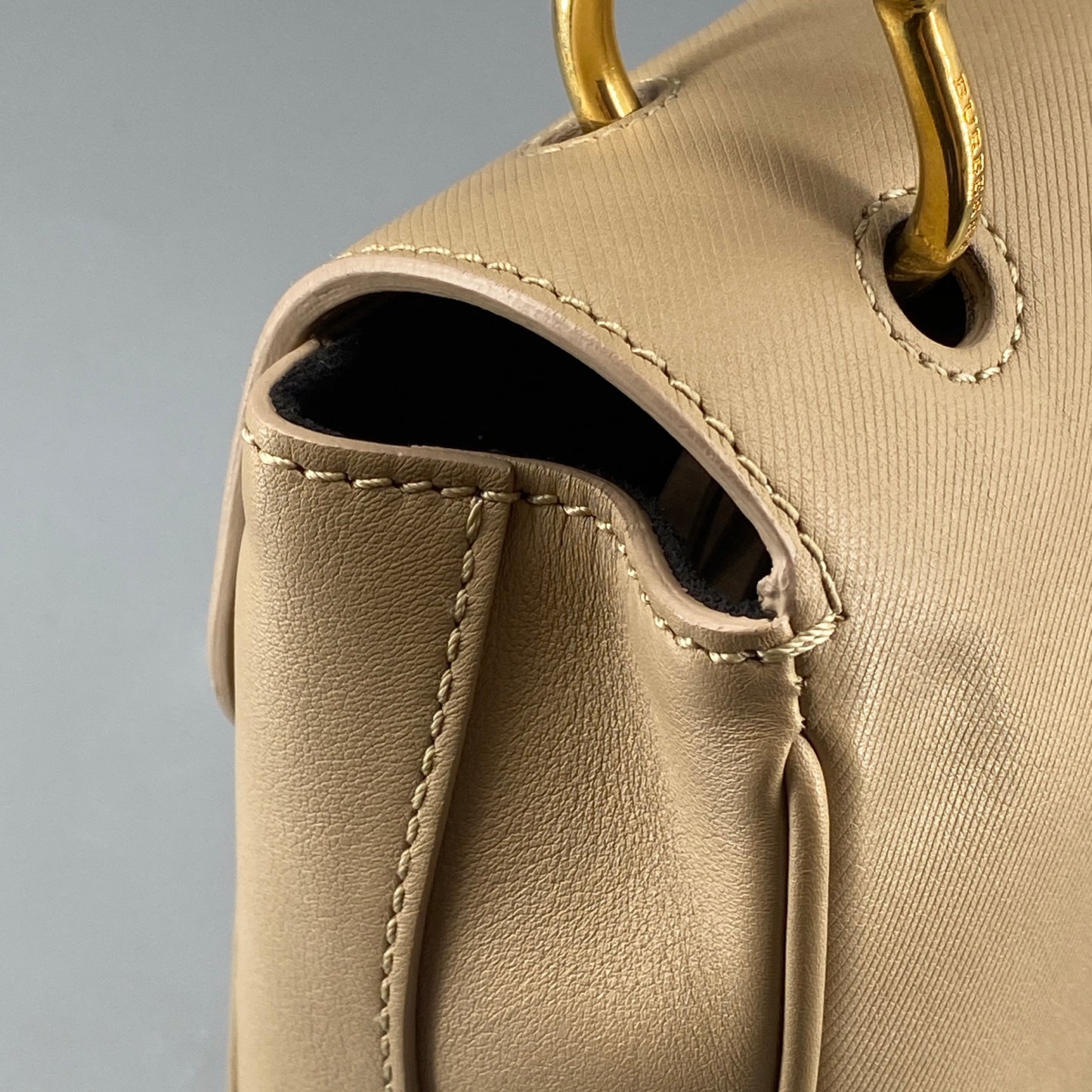 Burberry Beige Leather Top Handle Crossbody Bag